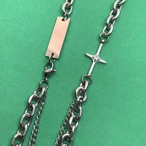 Jewelry Titanium Steel Layered Cross Pendant Necklace for Men Women Size ONE SIZE - 6 Thumbnail