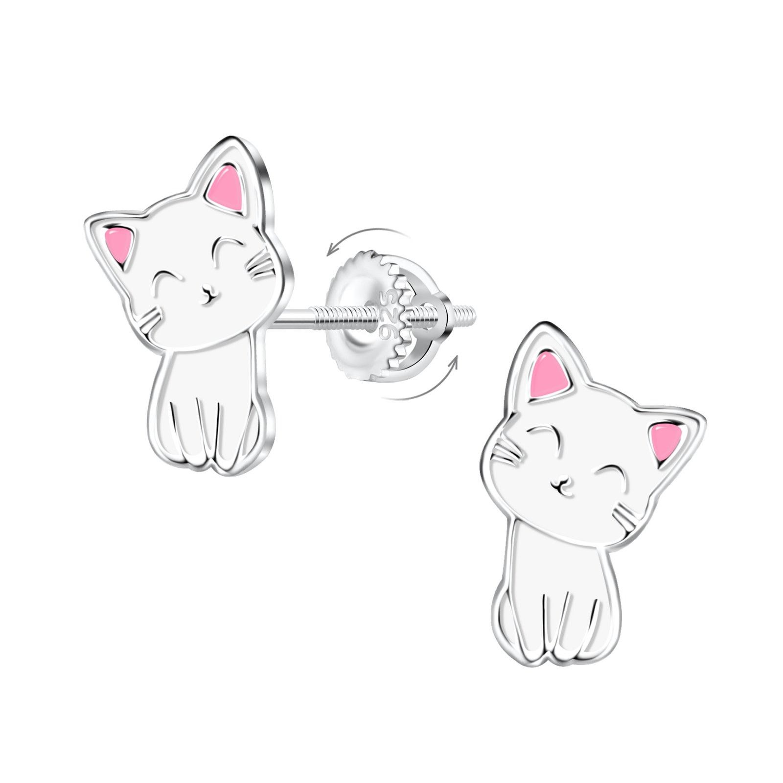 & Other Stories Silver Cat Screw Back Earrings Size ONE SIZE - 1 Preview