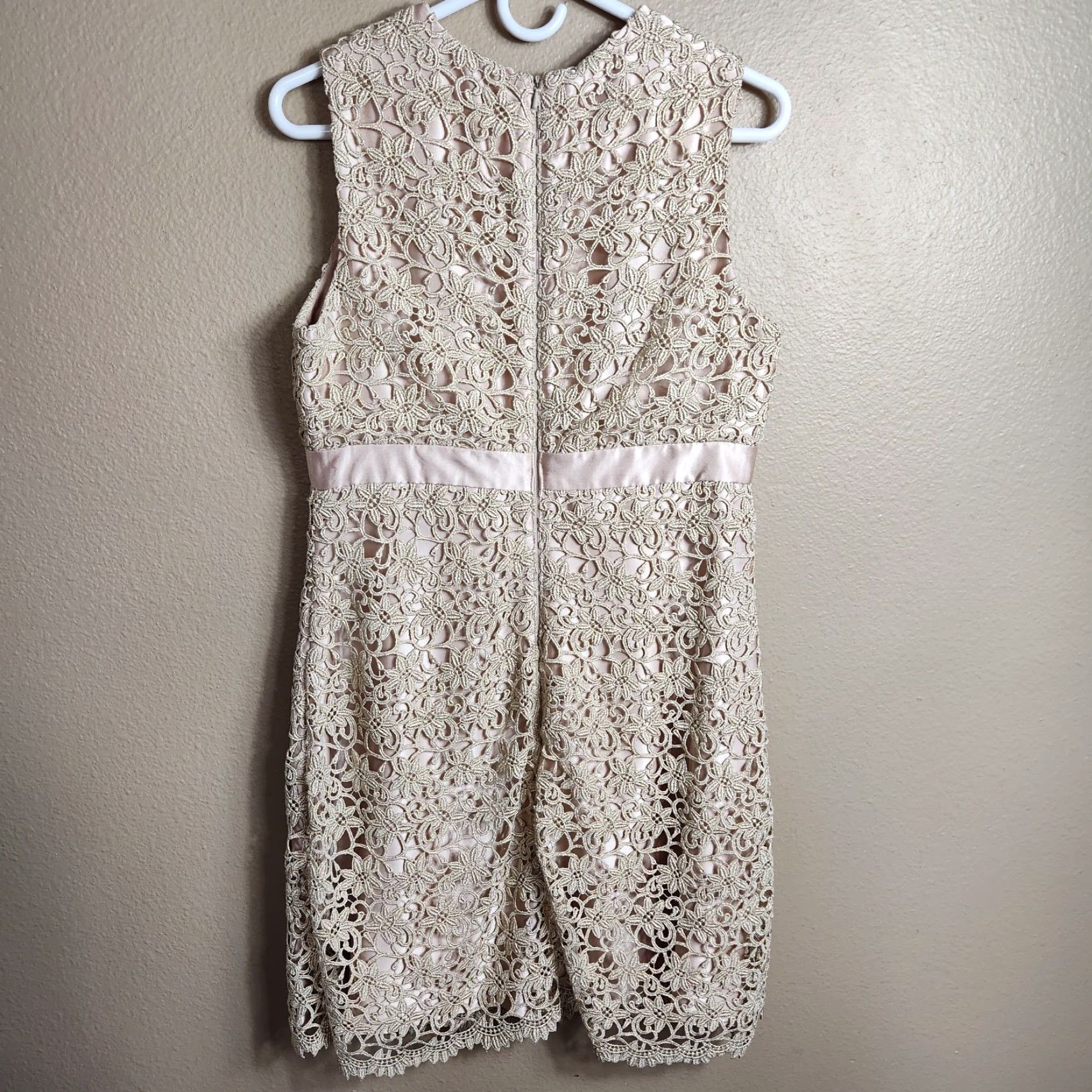 Jessica McClintock VINTAGE Jessica McClintock Champagne Satin Crochet Lace Overlay Evening Dress 12 Size XL / US 12-14 / IT 48-50 - 3 Thumbnail