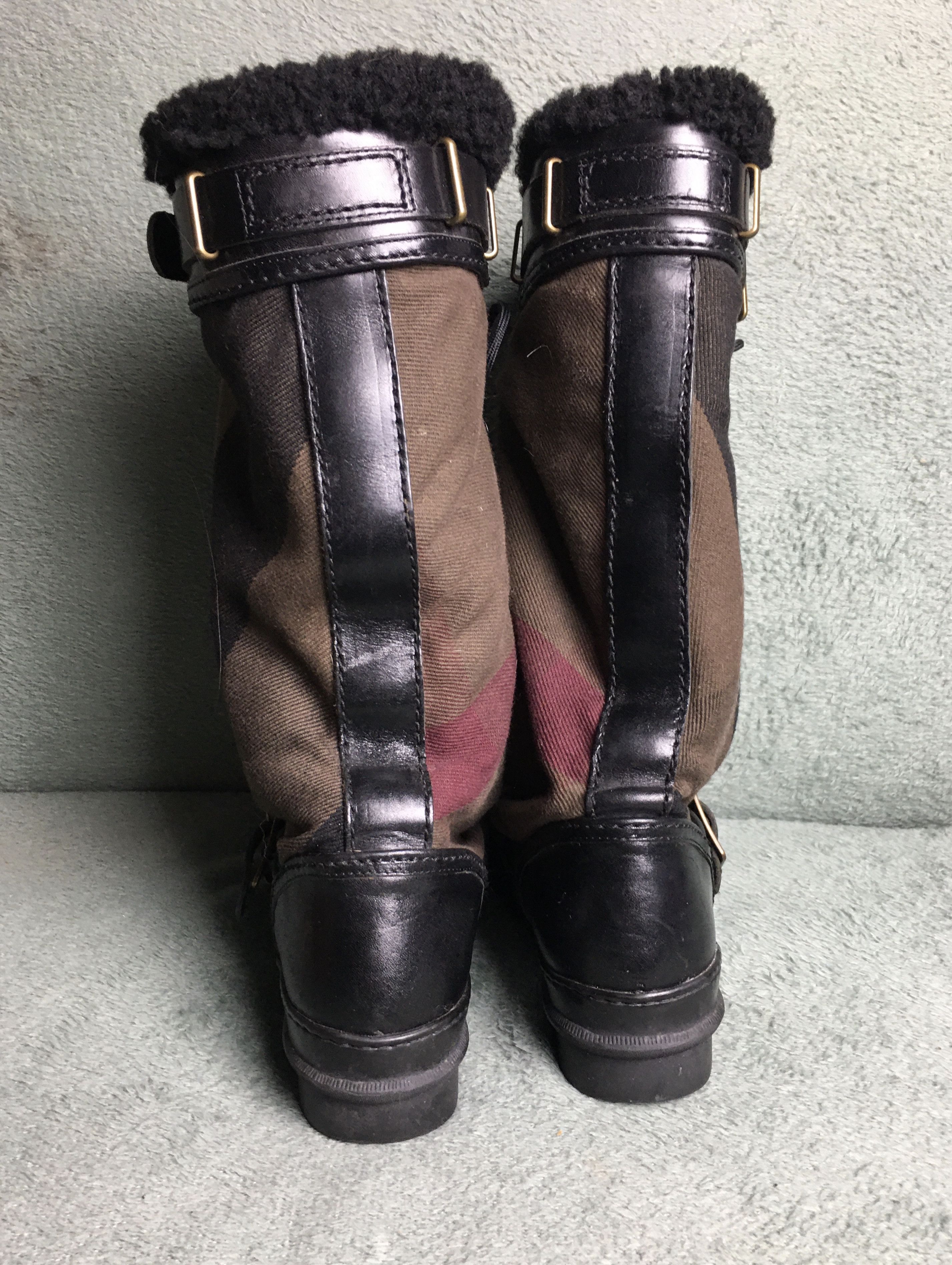 Burberry Burberry Mega Check Canvas Fur Lined High Weather Snow Boots Size US 9 / IT 39 - 4 Thumbnail