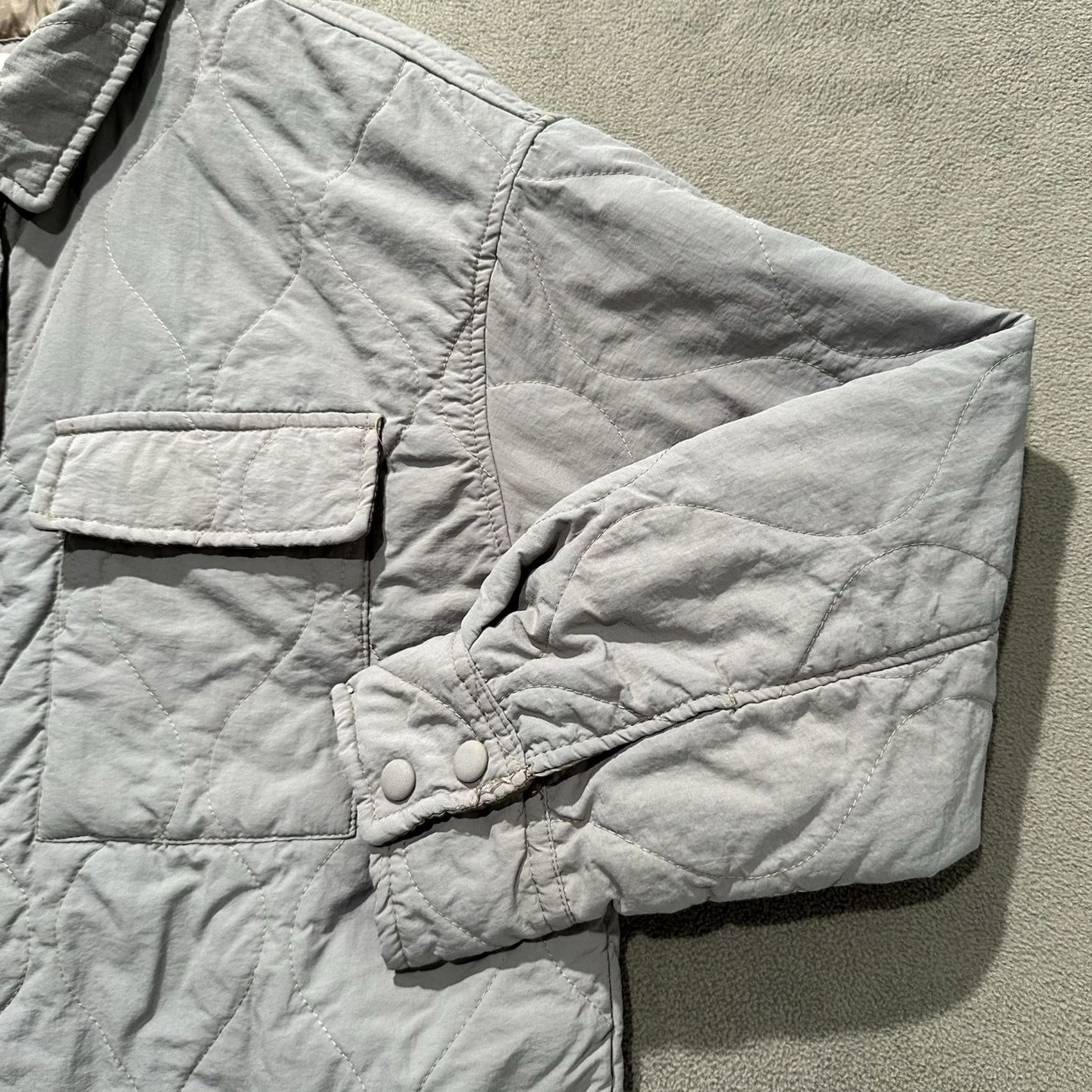 Vintage Ashley Jacket Women L Gray Quilted Insulated Snap Up Military Style Mid-Length Size L / US 10 / IT 46 - 7 Thumbnail