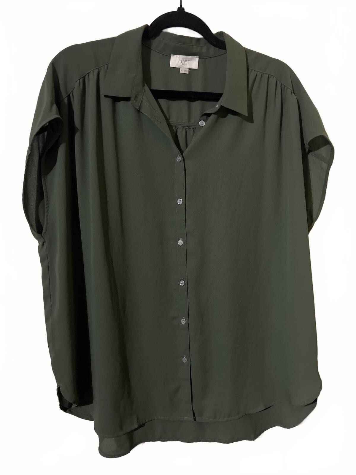 Other LOFT Outlet Olive Green Button-Up Blouse XL Size XL / US 12-14 / IT 48-50 - 2 Thumbnail