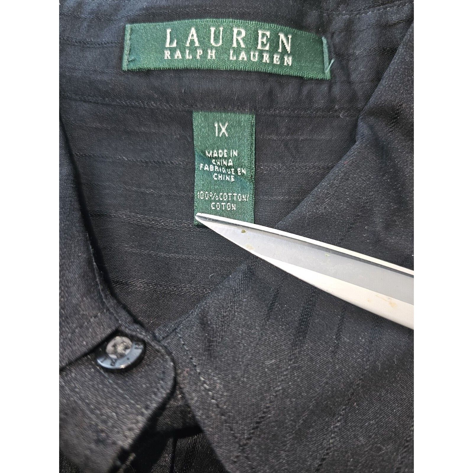 Lauren Ralph Lauren LAUREN Ralph Lauren Button Down Top XL Semi-sheer Black Size XL / US 12-14 / IT 48-50 - 6 Thumbnail