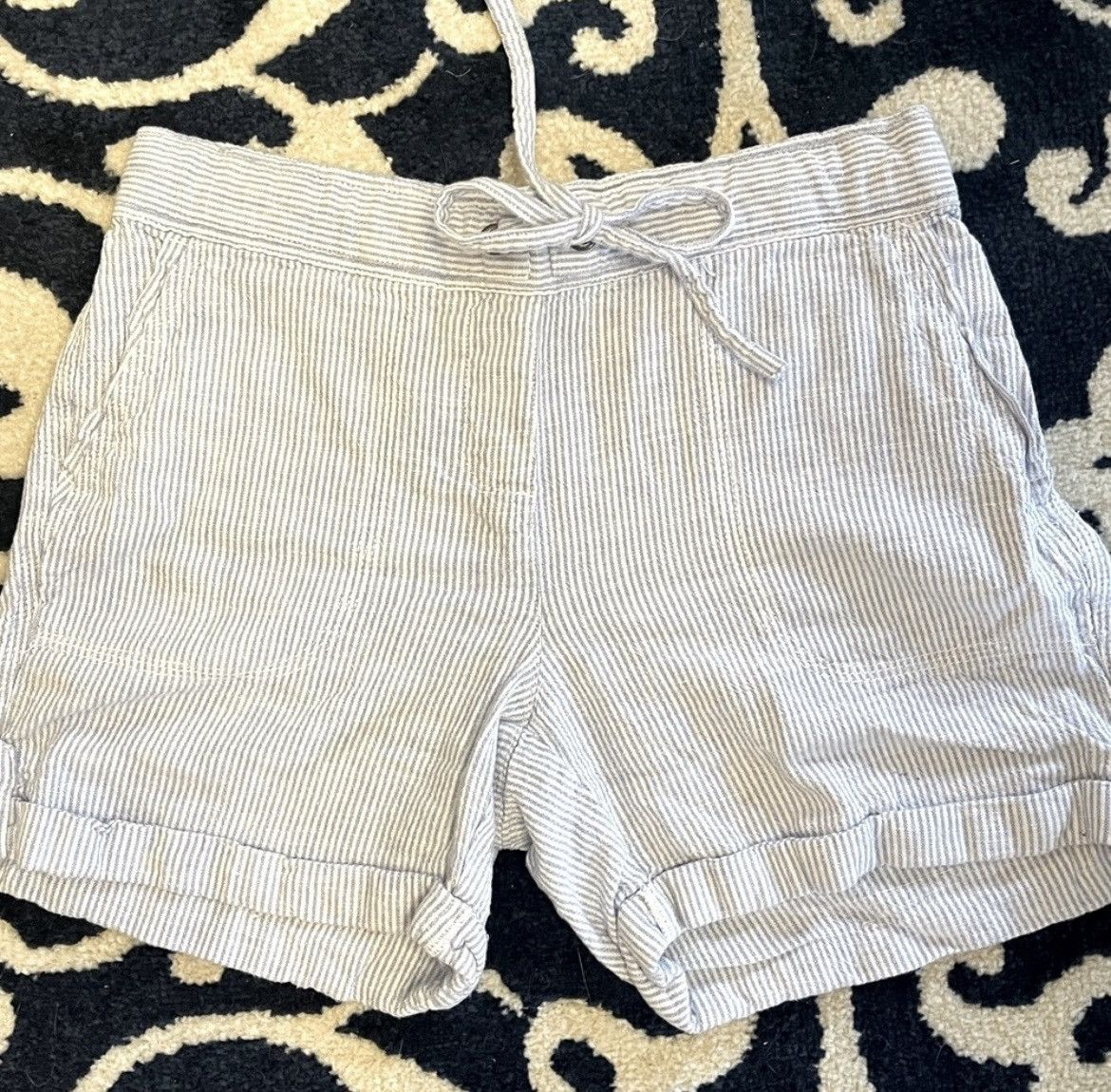 Other Linen blend blue white striped drawstring shorts size medium Size 30" / US 8 / IT 44 - 1 Thumbnail