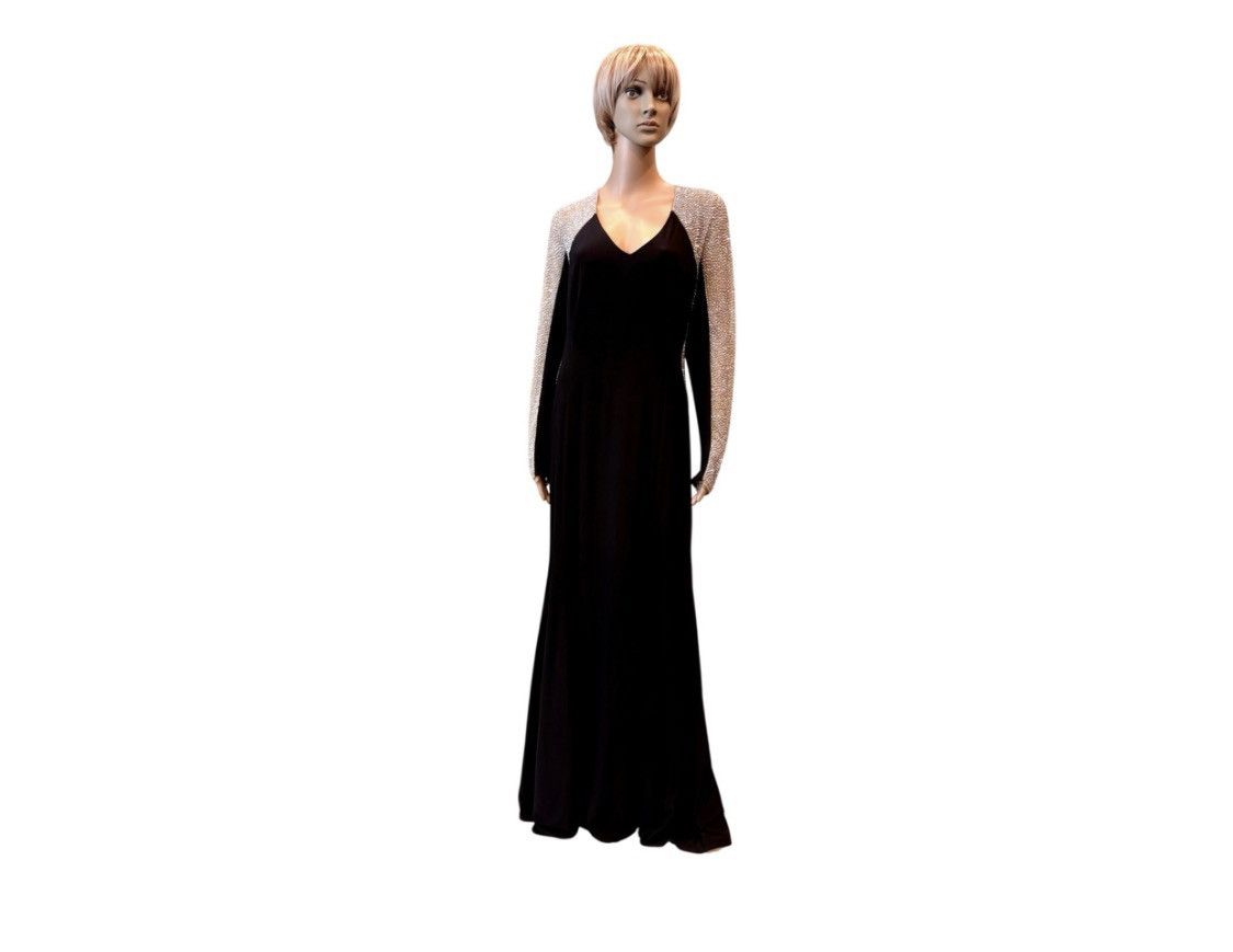 Other Xscape Black Gown & Illusion Nude with Silver Beaded Sleeves Size XXL / US 16-18 / IT 52-54 - 1 Thumbnail