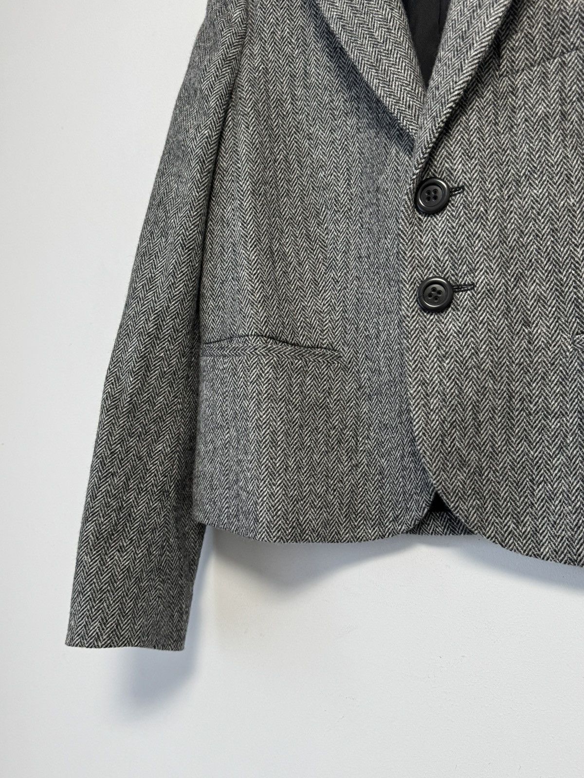 RED Valentino Red Valentino Cropped Blazer Jacket Grey Herringbone Size 44 Size M / US 6-8 / IT 42-44 - 6 Thumbnail