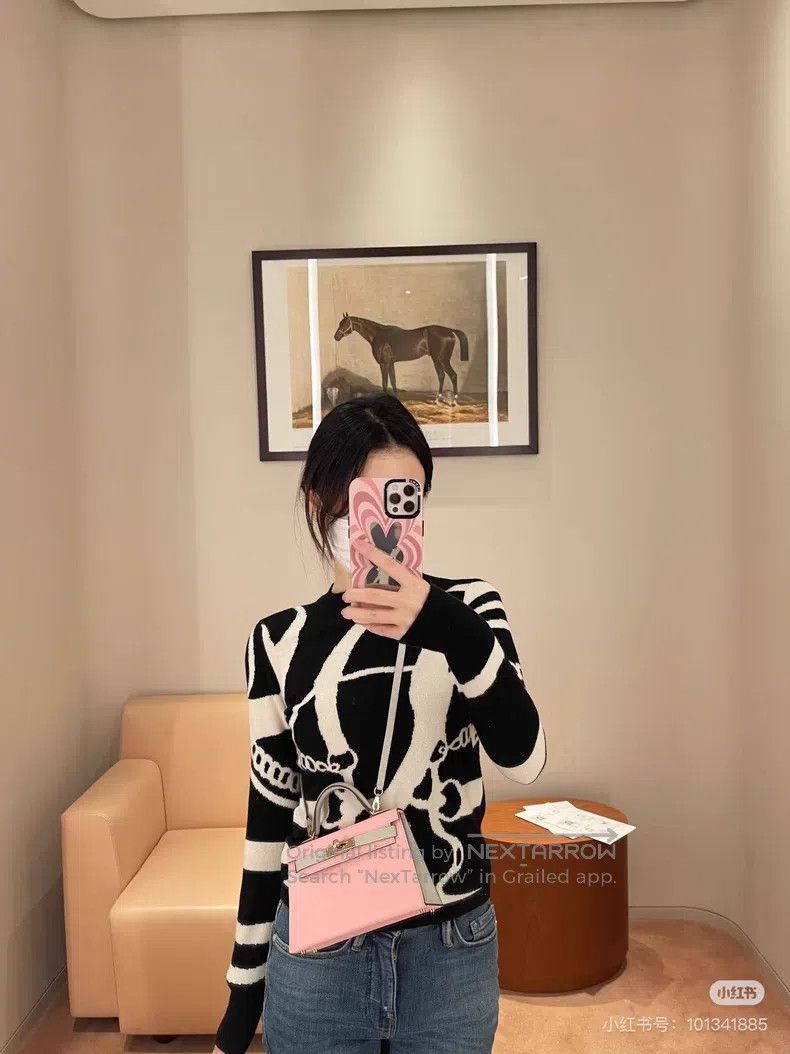 Hermes Hermes Black and White Cashmere Crewneck Sweater Size XS / US 0-2 / IT 36-38 - 5 Thumbnail