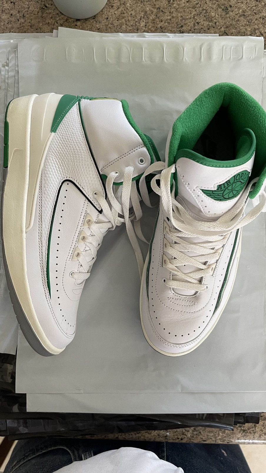 Pre-owned Jordan Brand 2 Hi Green Shoes In White