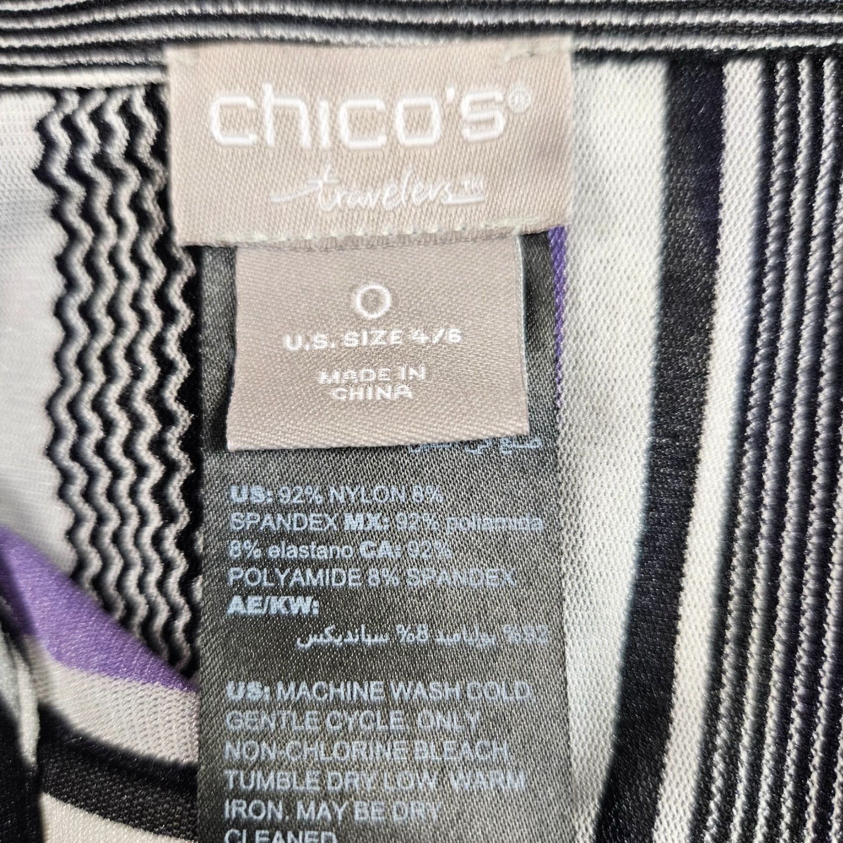 Vintage Chico's Travelers Button-Up Tunic Womens Small Purple Black Semi Sheer VINTAGE? Size S / US 4 / IT 40 - 5 Thumbnail