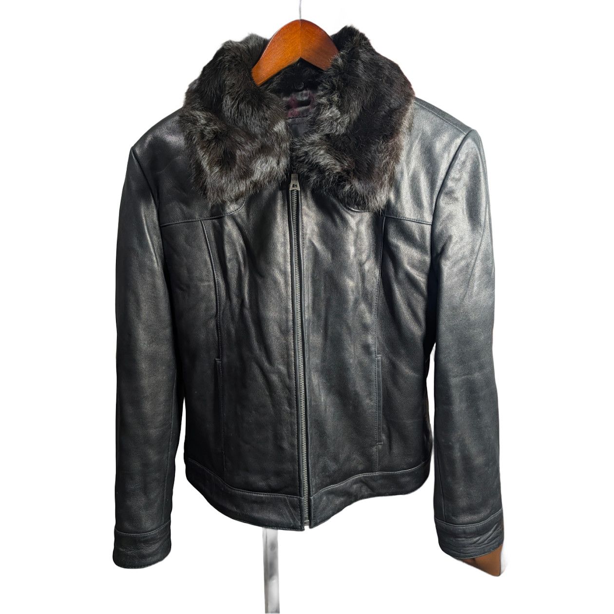 Other Harold's Leather Cropped Jacket with Removable Mink Collar Size L / US 10 / IT 46 - 1 Thumbnail