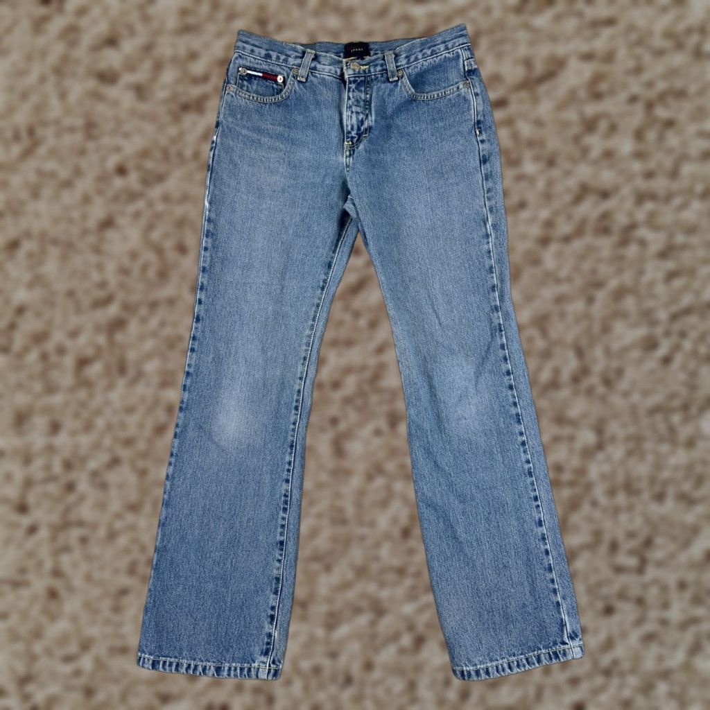 Tommy Hilfiger Tommy Hilfiger Jeans Womens 7 Blue Denim Bootcut Mid Rise 5-Pocket Design Embroidered Cotton Blend Distressed Stretch Size 28" / US 6 / IT 42 - 1 Thumbnail