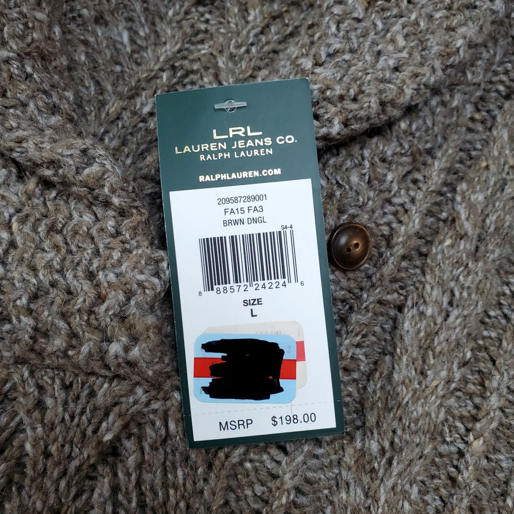 Ralph Lauren Lauren Ralph Lauren Sweater Dress Women Large Brown Wool Blend Shawl Cable Knit Chunky Pullover - 18" x 39" - Casual Knit Dress Size L / US 10 / IT 46 - 7 Thumbnail