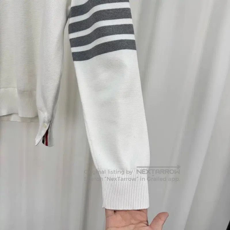 Thom Browne Thom Browne White Striped Long Sleeve Sweatshirt . Size S / US 4 / IT 40 - 4 Thumbnail