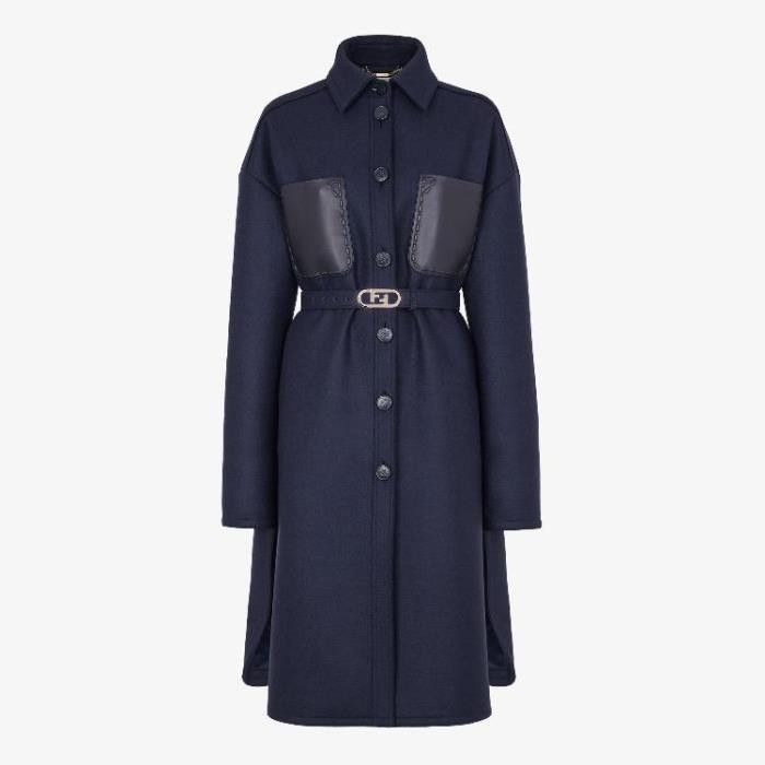 Fendi o1w1db10325 FF8853 Coat in Navy Blue Size M / US 6-8 / IT 42-44 - 1 Thumbnail