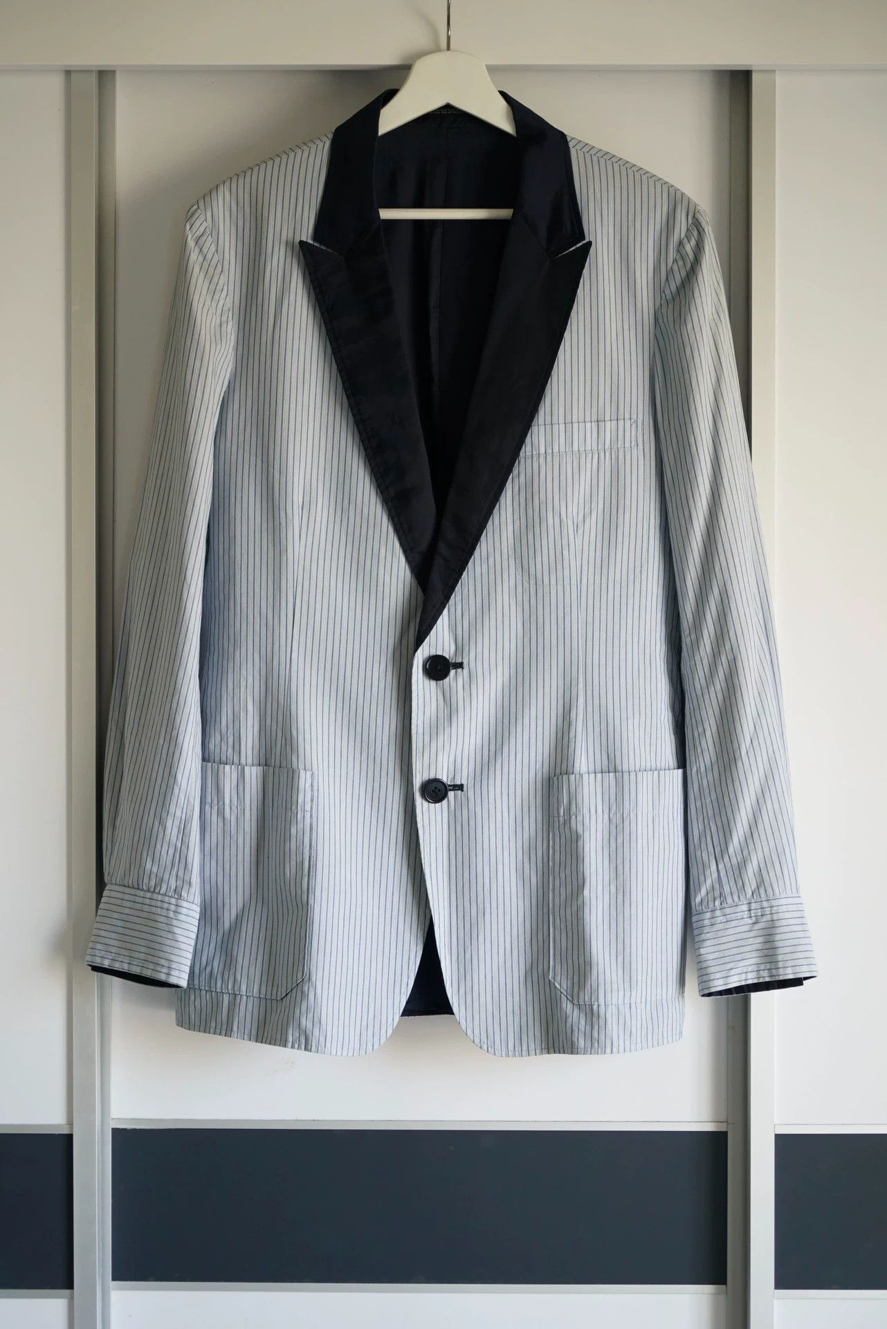 Yohji Yamamoto Yohji Yamamoto 10Ss Suit With Silk Collar And Stripes -DMC Size US M / EU 48-50 / 2 - 1 Thumbnail