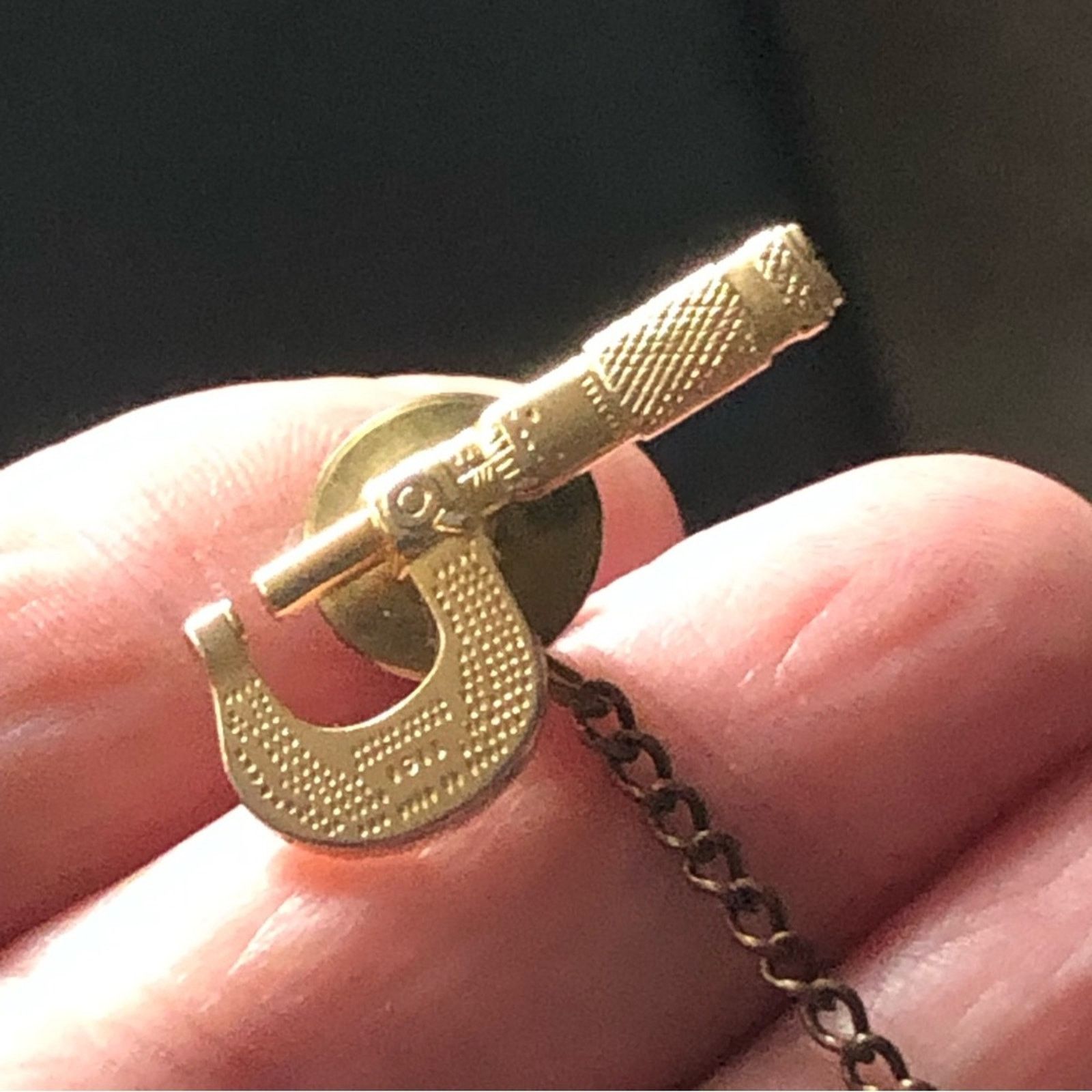 Vintage Vintage men’s gold plated wrench tie Tac pin with chain Size ONE SIZE - 1 Thumbnail