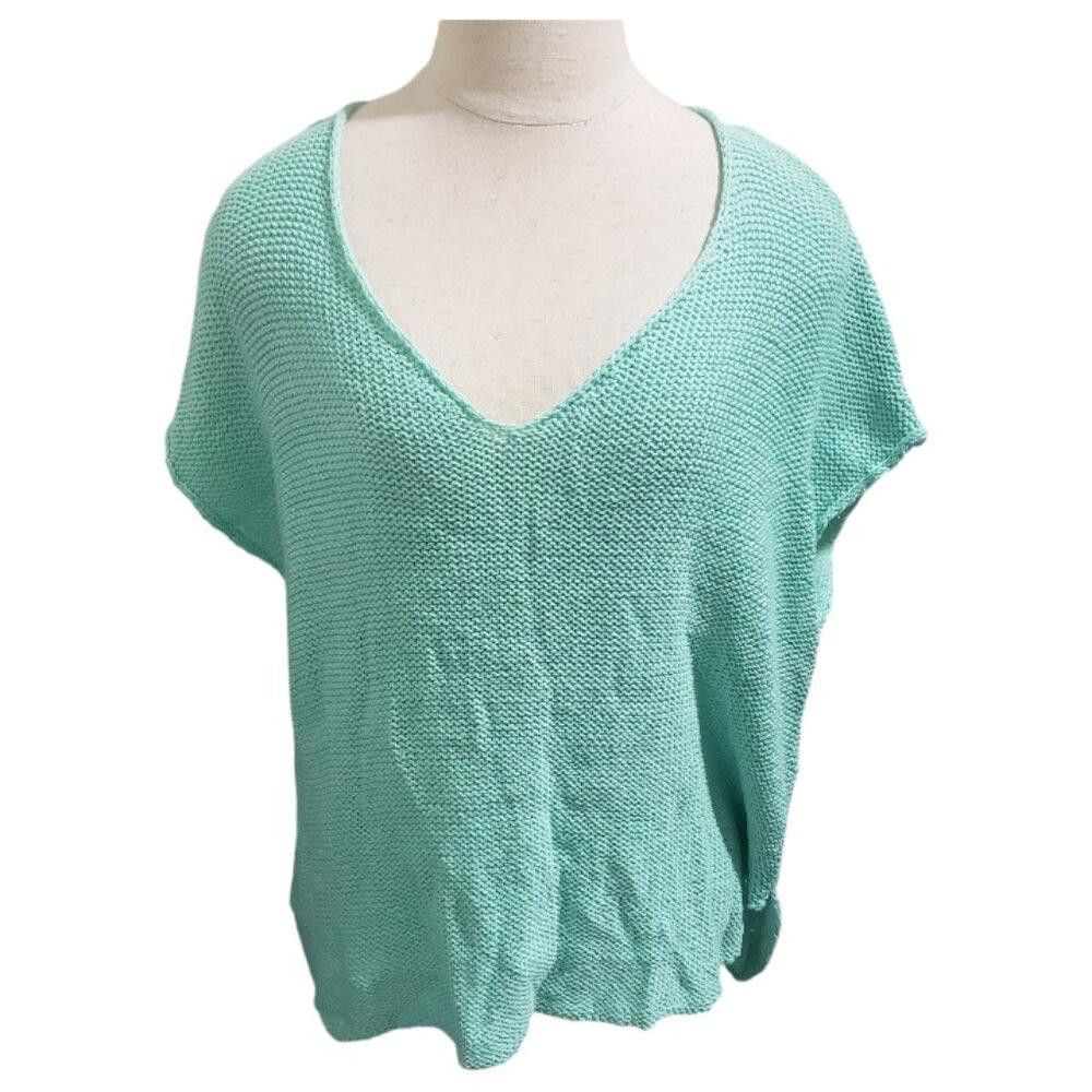 Designer CT1907 Wooden Ships Mint Green Short Sleeve Sweater S/M Size S / US 4 / IT 40 - 1 Thumbnail