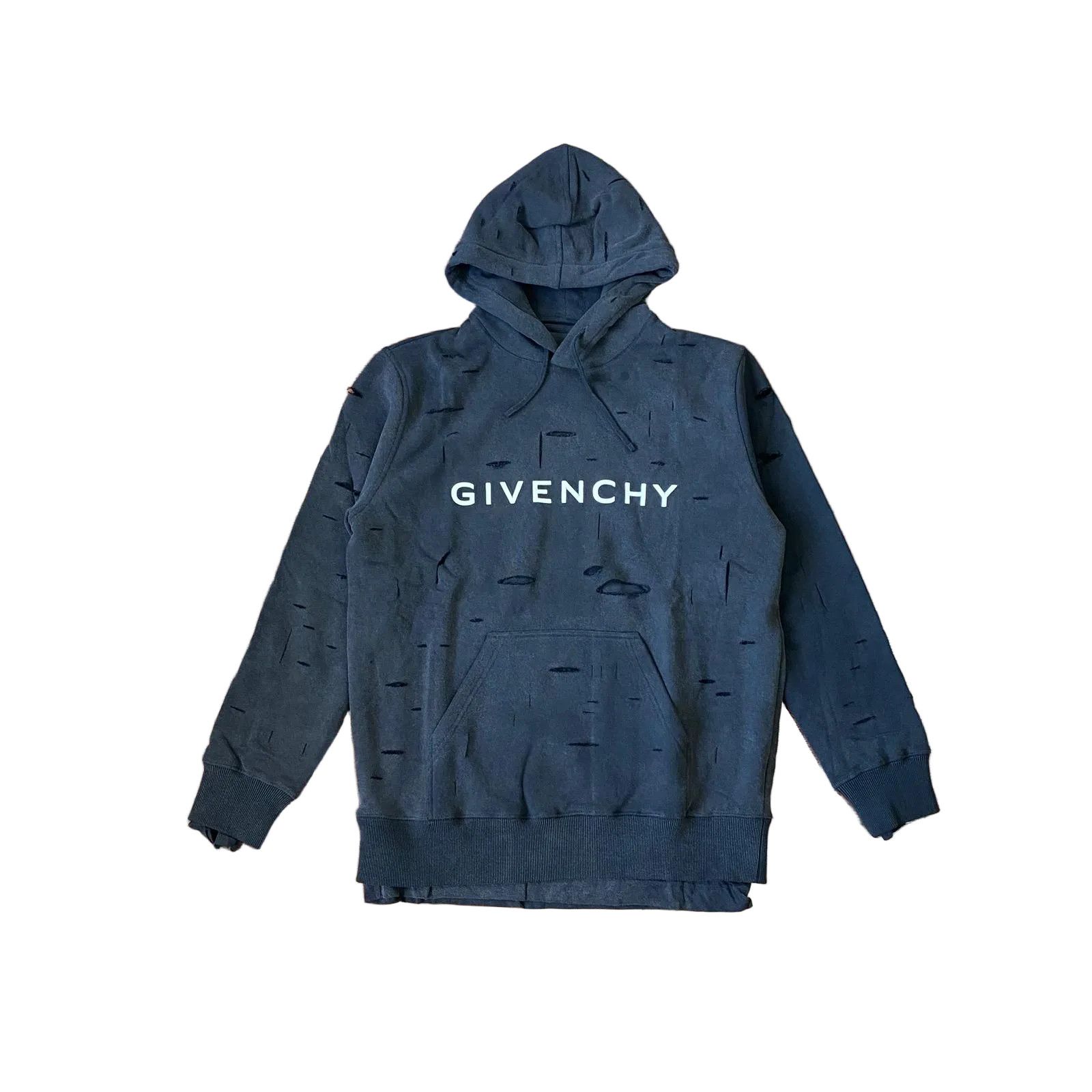 Givenchy Washed Black Double Layer Cut-Out Logo Hoodie Size US S / EU 44-46 / 1 - 1 Thumbnail