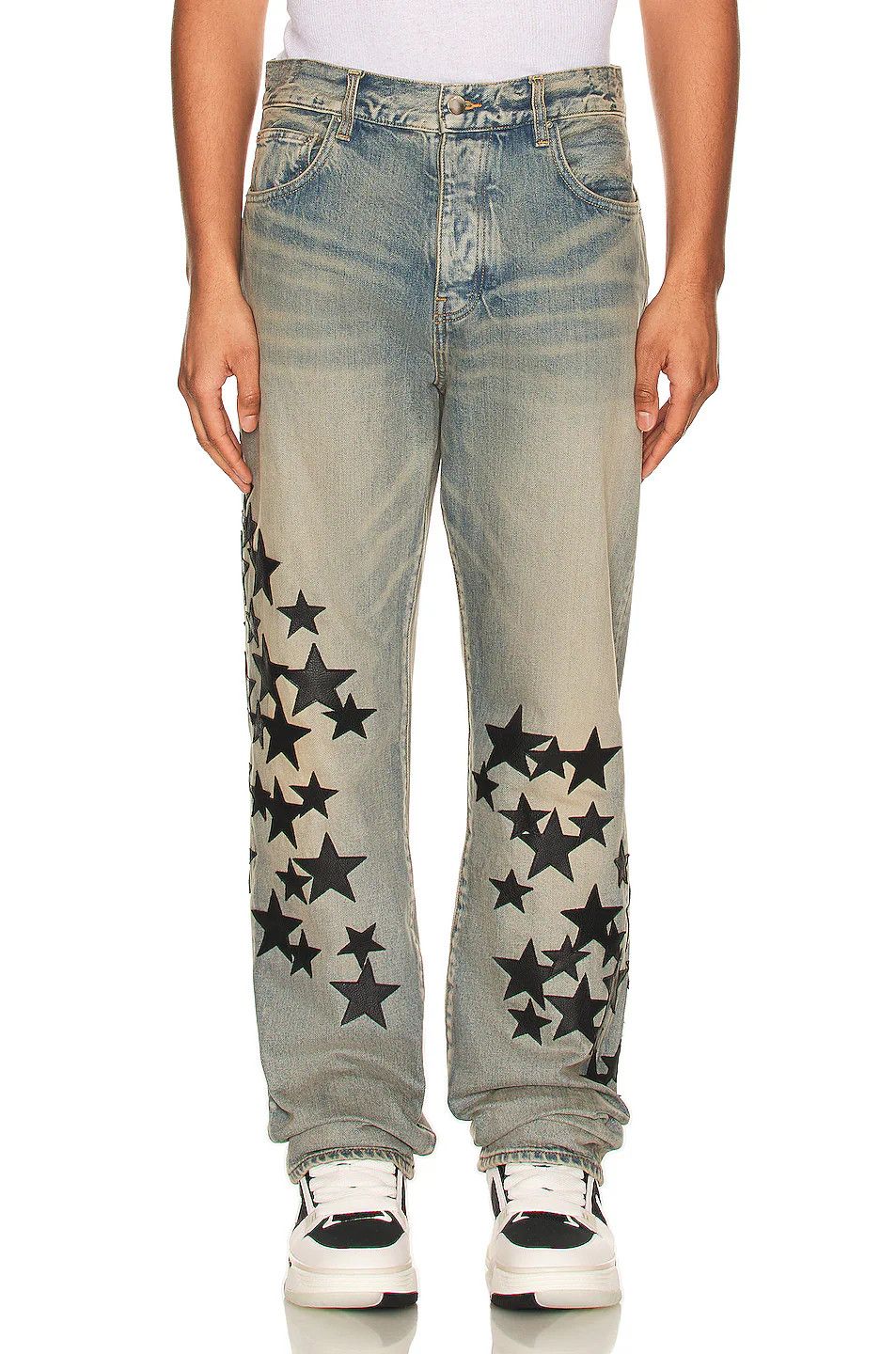 Amiri o1gr1nt0924 Leather Star Straight Jeans in Clay Indigo Size US 34 / EU 50 - 4 Thumbnail