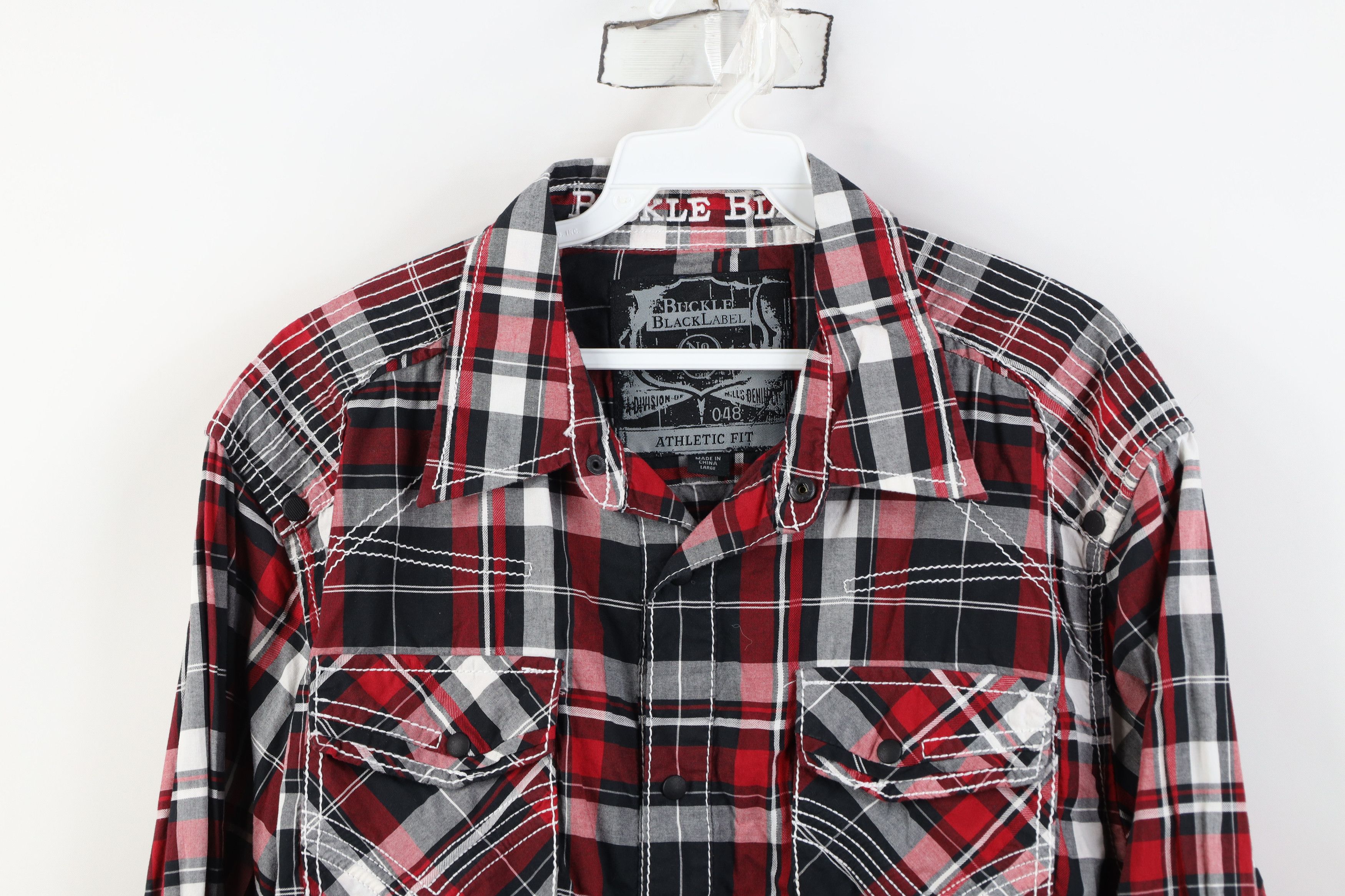 Vintage Buckle BKE Black Fit Thick Stitch Snap Button Shirt Plaid Size US L / EU 52-54 / 3 - 2 Thumbnail