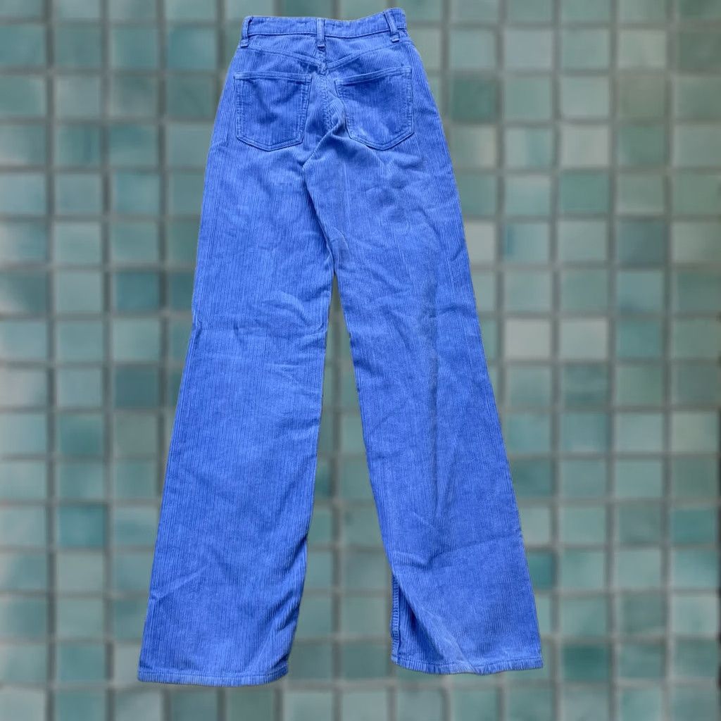 Zara VINTAGE Zara Corduroy Pants Womens 0 Blue Cotton Bootcut Leg High Waisted Flared Retro Size 25" / US 0 / IT 36 - 1 Thumbnail