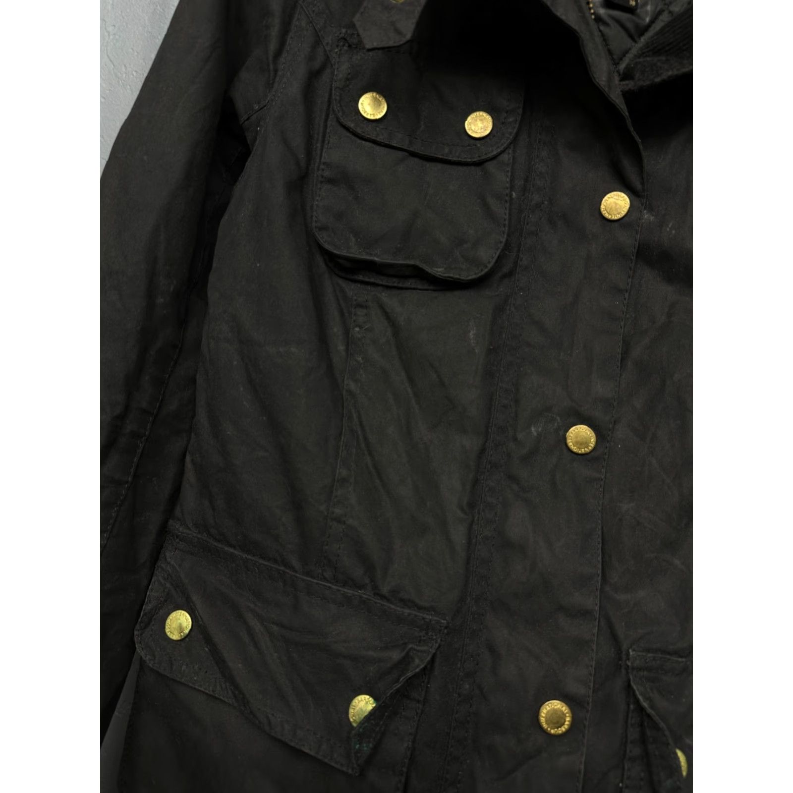 Barbour Barbour International Fins Wax Jacket Womens UK 8 Barbour Jacket Waxed Motorcycle Jacket Black Size UK 8 Women Size S / US 4 / IT 40 - 6 Thumbnail