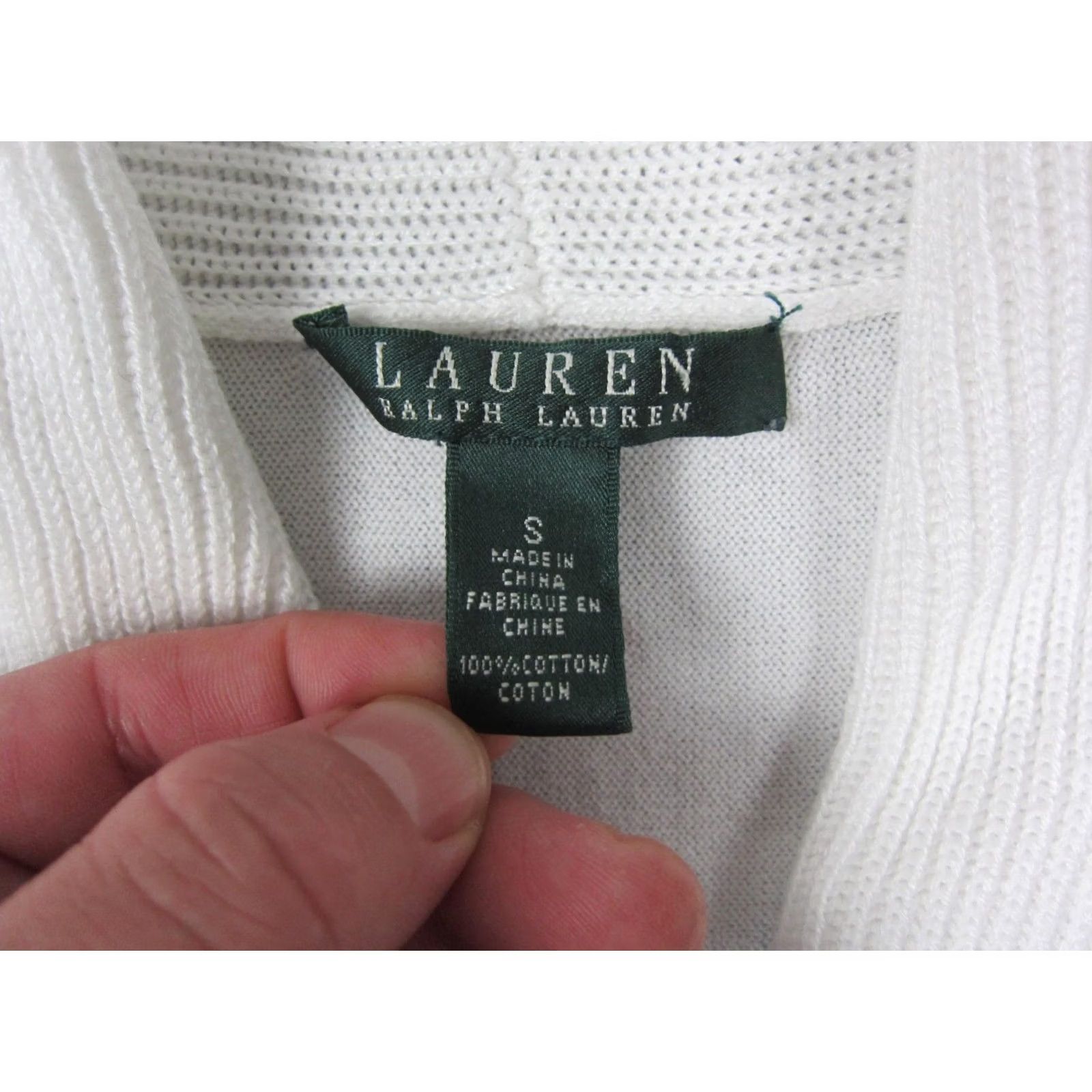 Ralph Lauren Ralph Lauren Cardigan Womens Small White Open Front Knit Sweater Cotton LRL 90s Size S / US 4 / IT 40 - 3 Thumbnail