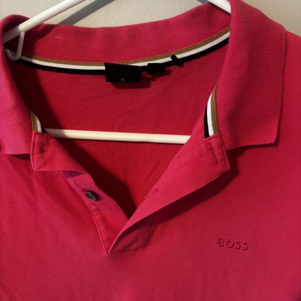 Hugo Boss Hugo Boss Shirt Adult Large Pink Polo Short Sleeve Size US XL / EU 56 / 4 - 2 Thumbnail