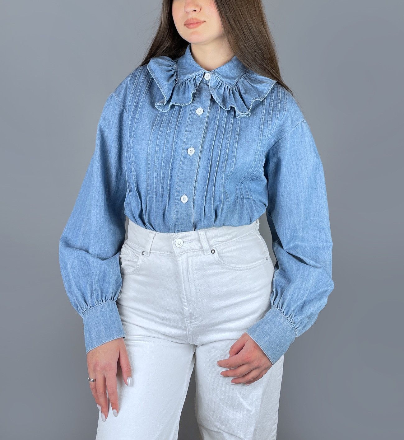 See by Chloe See By Chloe Frill Collar Denim Shirt Eternal LS Size 38 Size S / US 4 / IT 40 - 3 Thumbnail