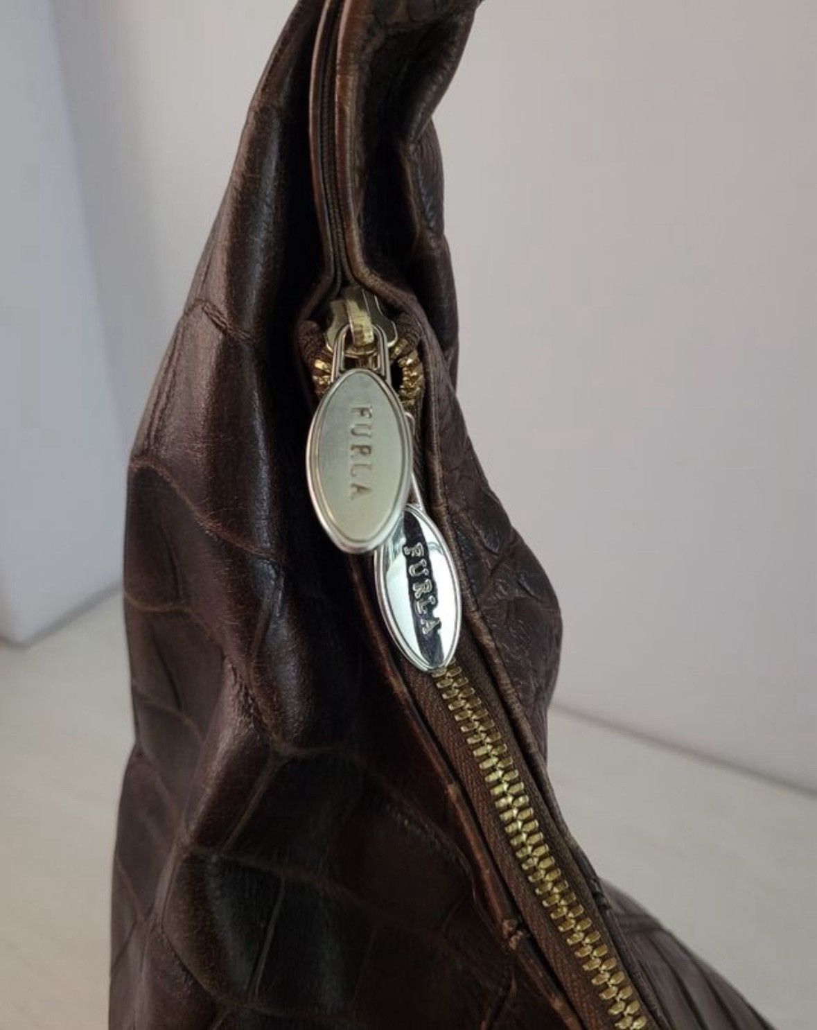 Furla Furla croc leather chocolate hobo bag Size ONE SIZE - 4 Thumbnail