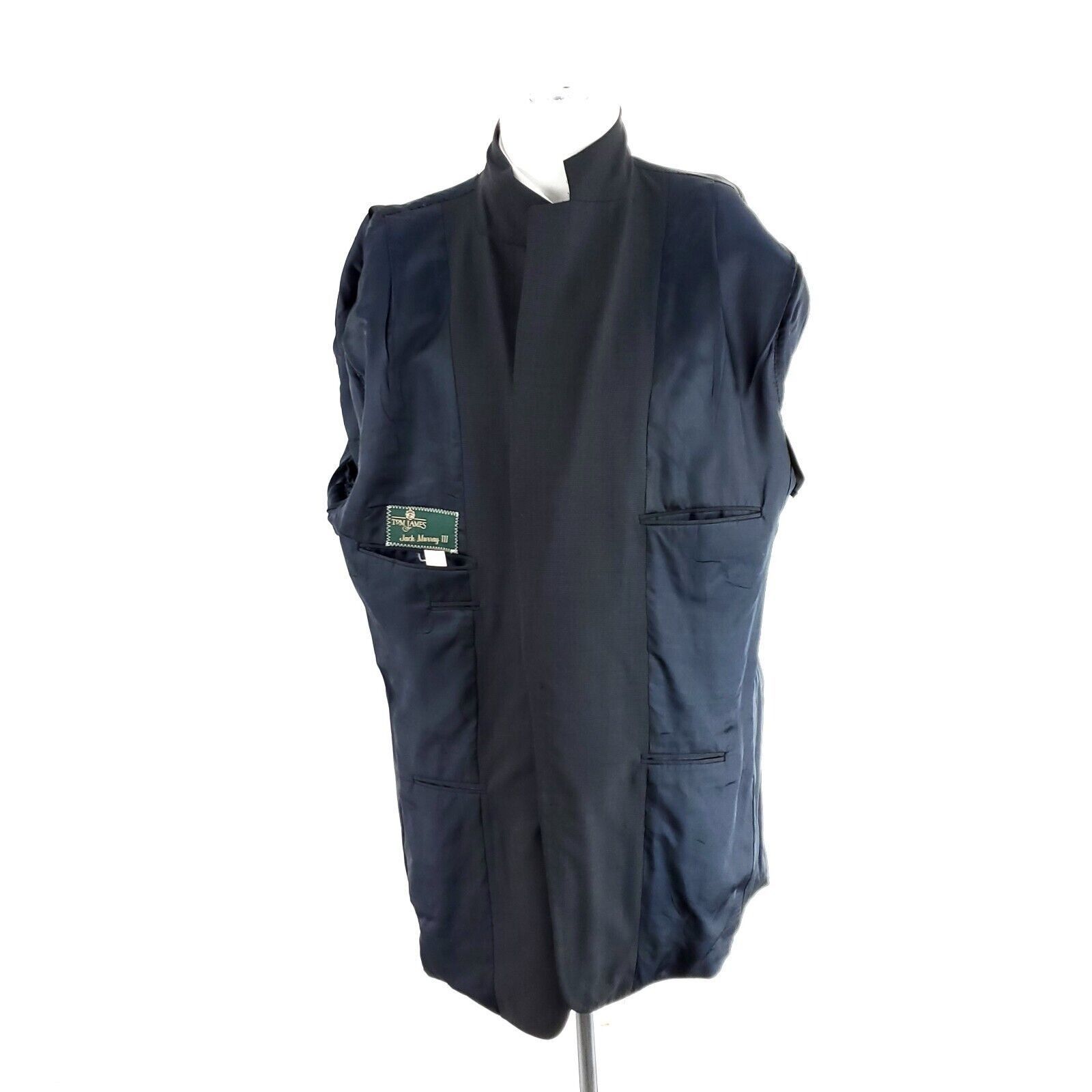 Tom James Tom James Bespoke 2 Button Blazer 46L Black Blue Black Check Size 46L - 10 Thumbnail