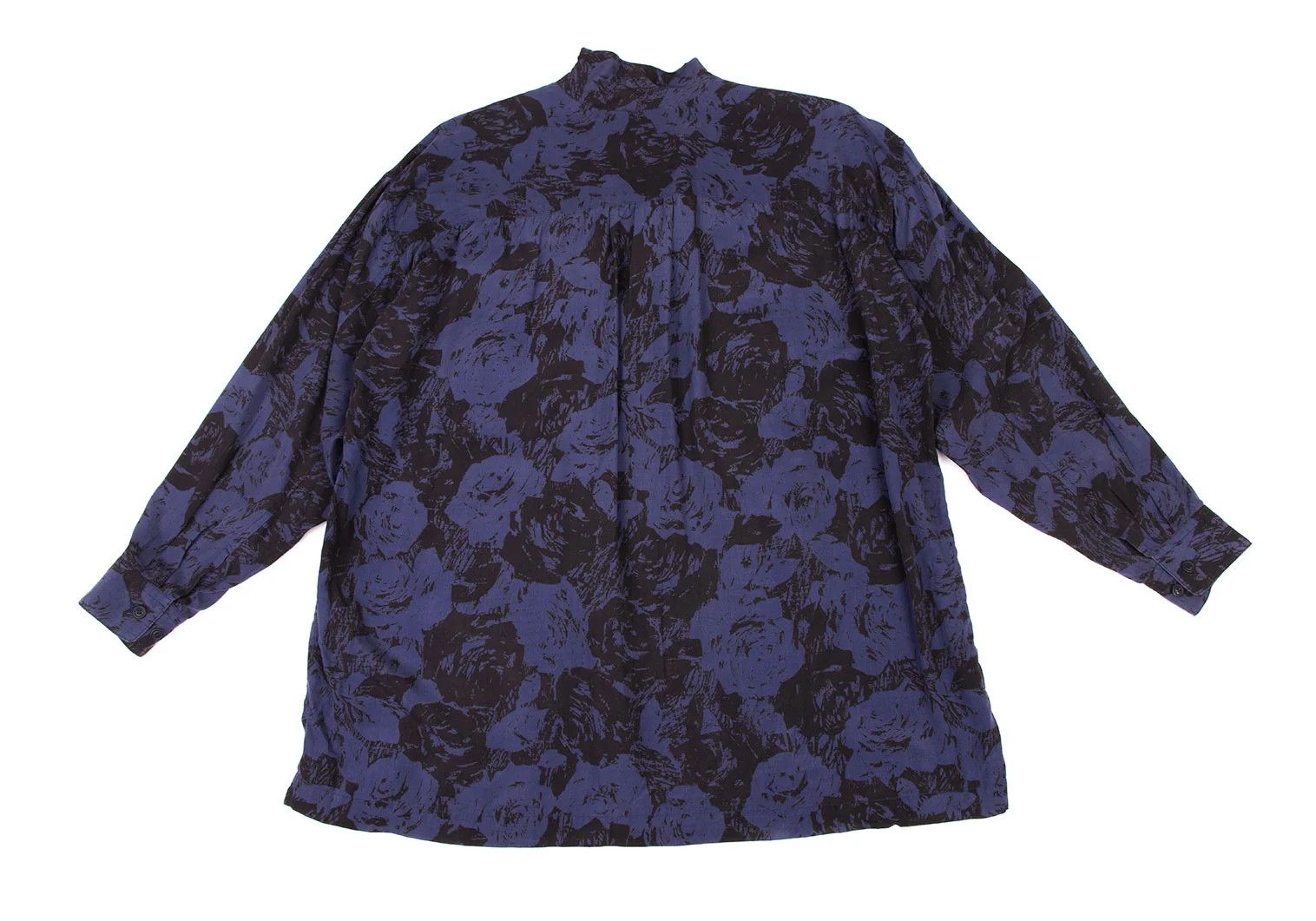 Issey Miyake Rayon Patterned Pullover Shirt in Blue and Black, Size M Size US M / EU 48-50 / 2 - 13 Thumbnail