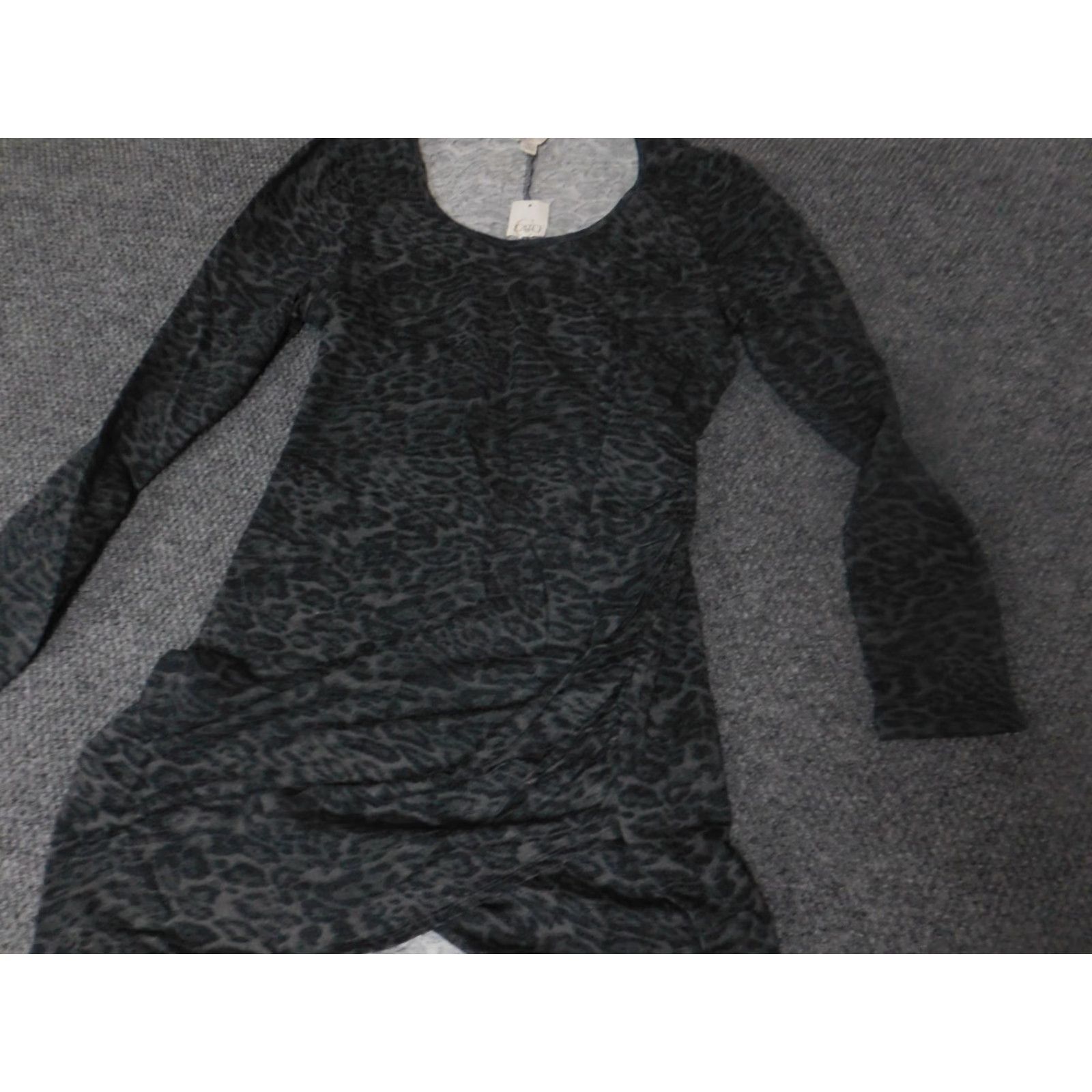 Vintage Cato Womens Dress Midi A-Line Mock Neck Long Sleeve Puff Sleeve Cotton Polyester Knit Crochet Gray M Size M / US 6-8 / IT 42-44 - 2 Thumbnail
