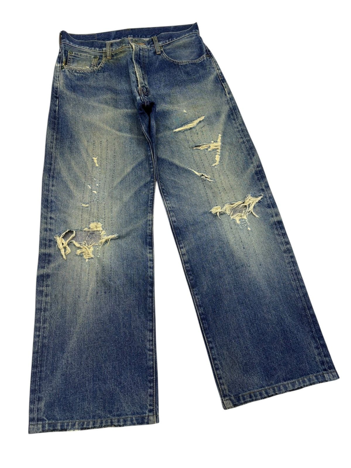 Warehouse 💥BAGGY💥WAREHOUSE UNIQUE CLOTHING SASHIKO STITCH BAGGY JEANS Size US 30 / EU 46 - 3 Thumbnail