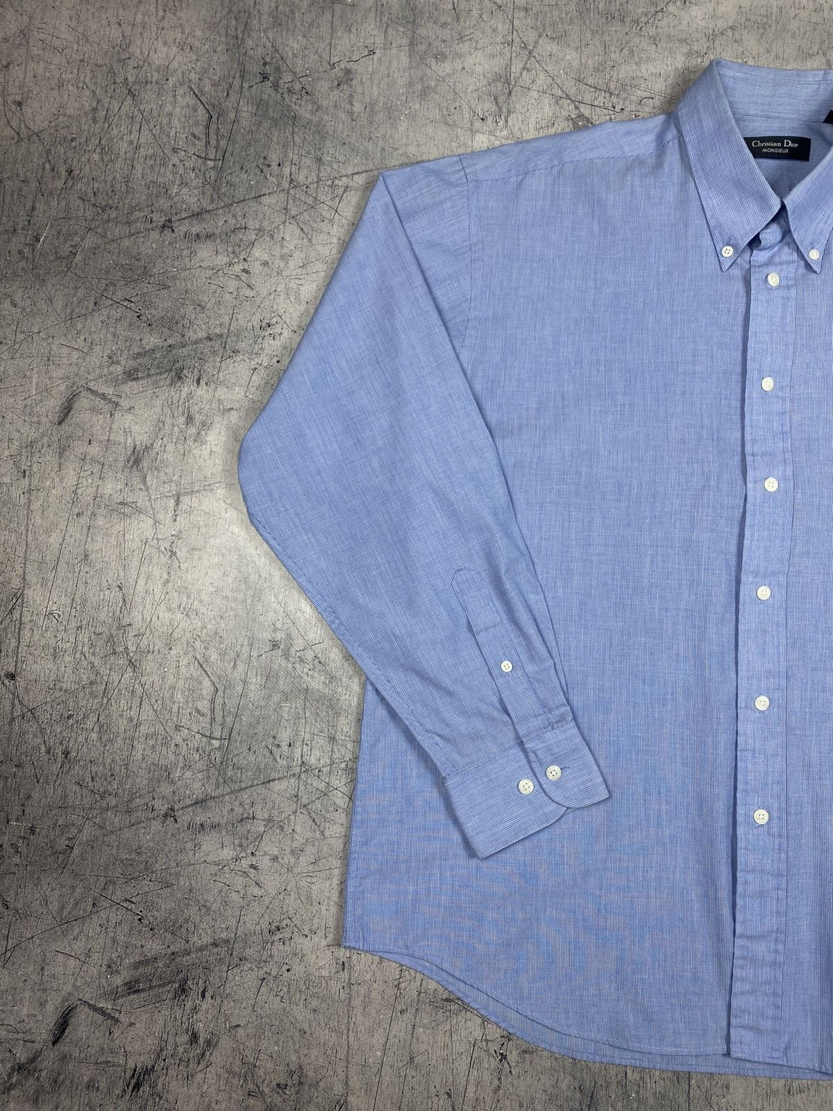 Dior Christian Dior Monsieur Blue Button Down Shirt Size 17 XL Size US XL / EU 56 / 4 - 3 Thumbnail