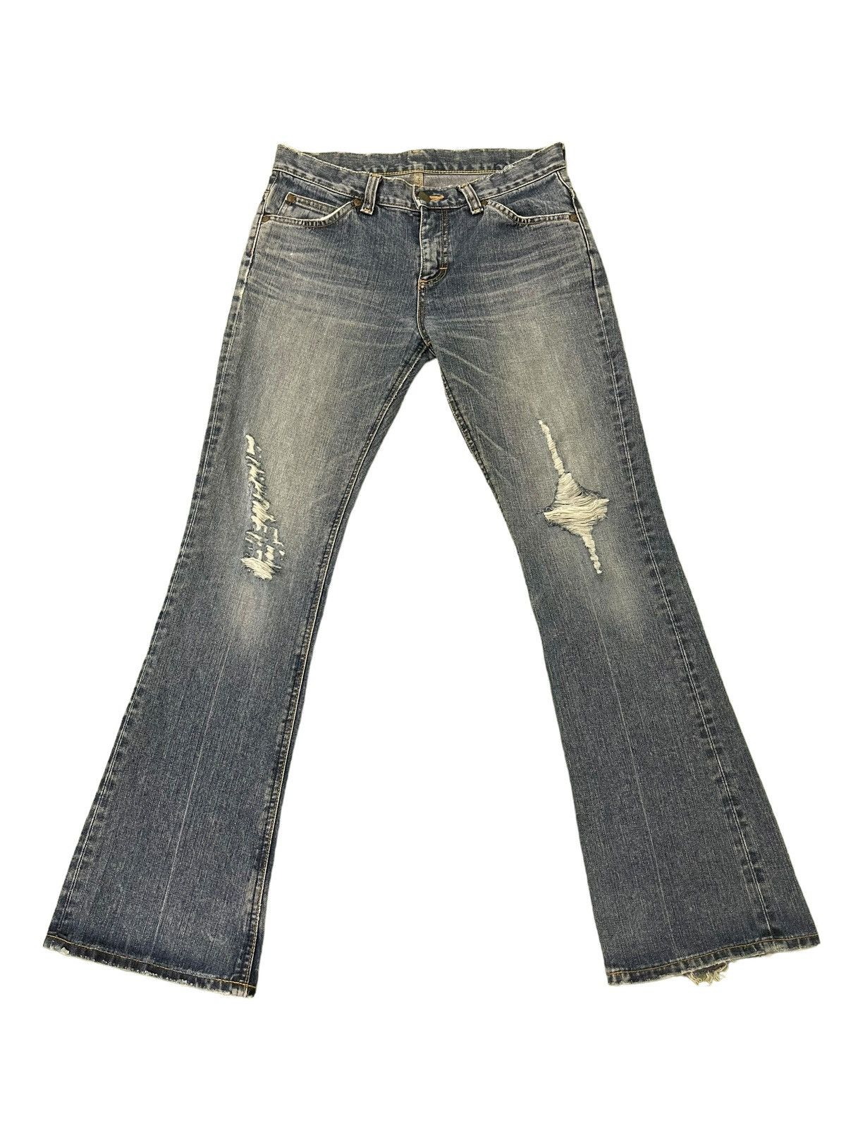 Lee Flare Jeans Lee Japan Distress Low Rise Boot Cut 8🟦6 Size US 31 - 2 Thumbnail