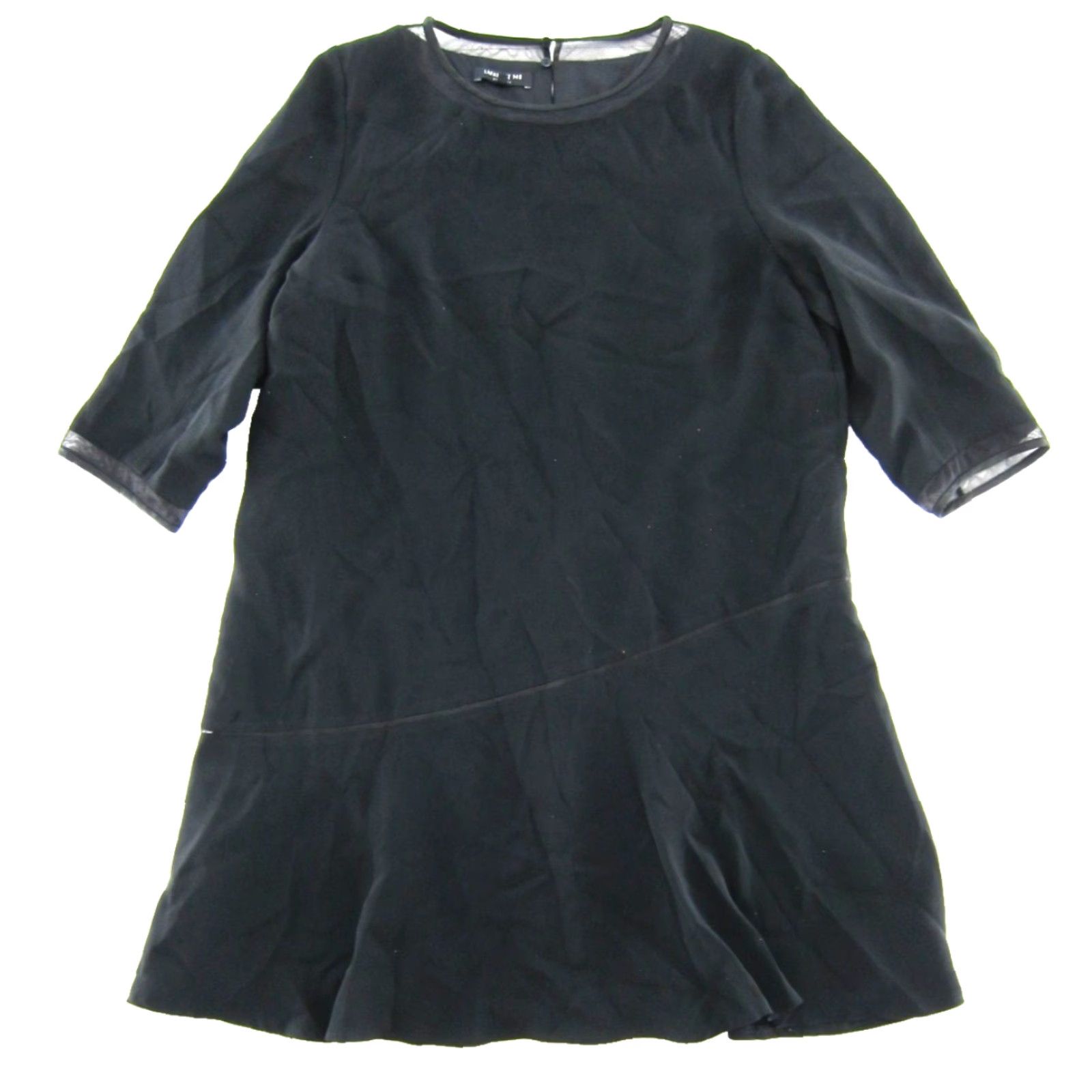 Vintage Lafayette 148 Black Classic Kaftan Maxi Shift Dress 14 Black 3/4 Sleeve Zipper Back Knee Length Lined Women Men's? Size XL / US 12-14 / IT 48-50 - 2 Thumbnail
