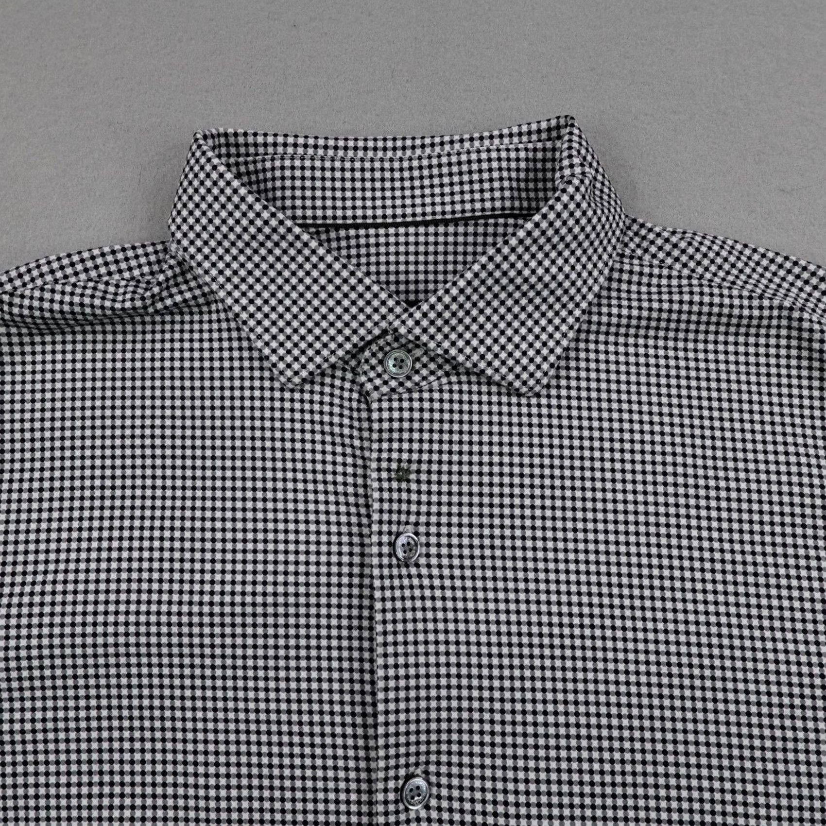BUGATCHI BUGATCHI Shirt Mens Large Black White Check OoohCotton Tech 8 Way Stretch Size US L / EU 52-54 / 3 - 2 Thumbnail