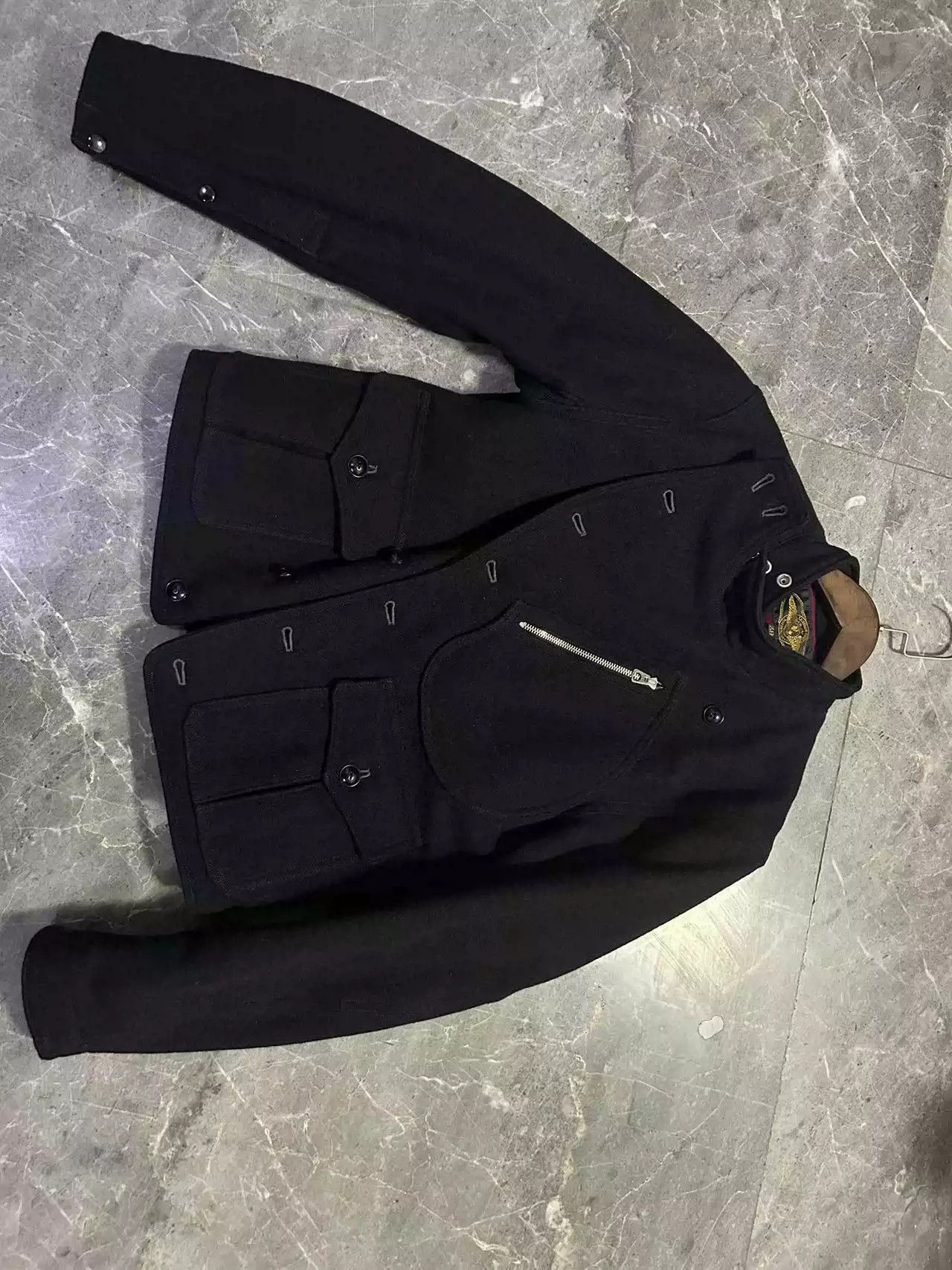 image of Freewheelers Daredevil Size 38 Wool Motorcycle Jacket in Black, Men's