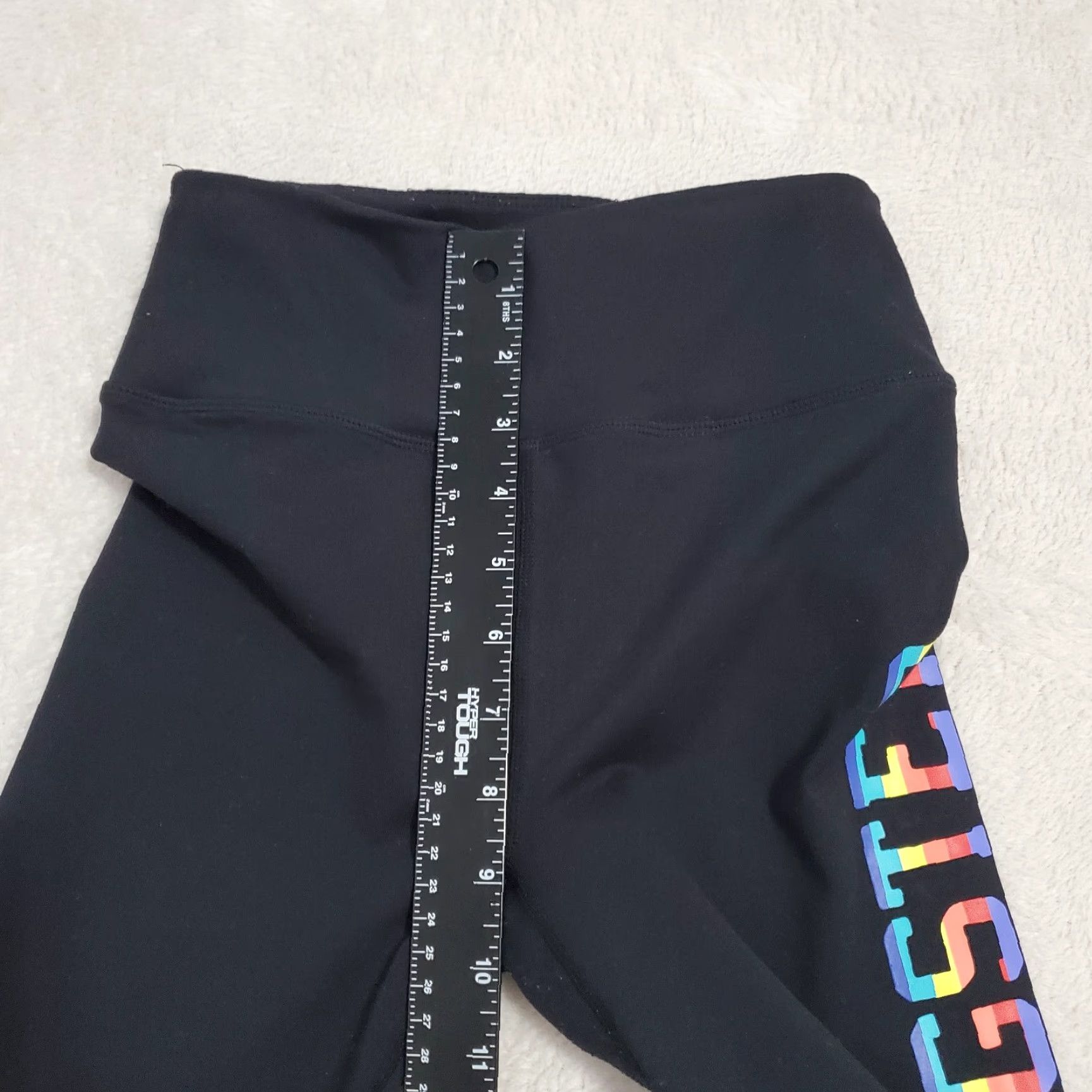 Spiritual Gangster Spiritual Gangster Leggings Women XS Black Rainbow Spellout High Waist Silk? Size 42" / US 20 - 7 Thumbnail