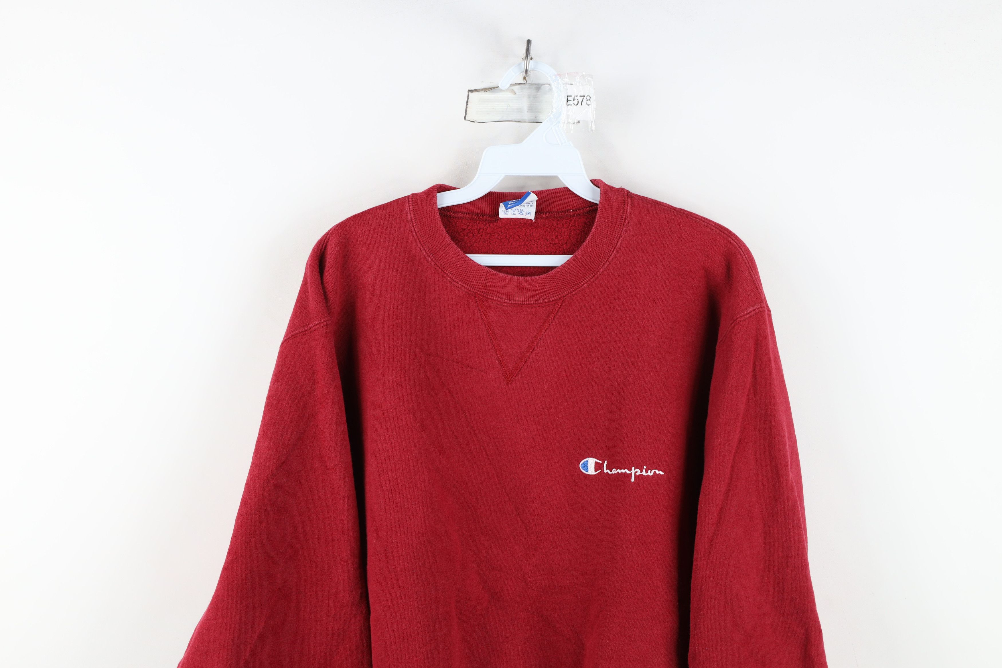 Champion Vintage 90s Champion Spell Out Crewneck Sweatshirt Red USA Size US XL / EU 56 / 4 - 2 Thumbnail
