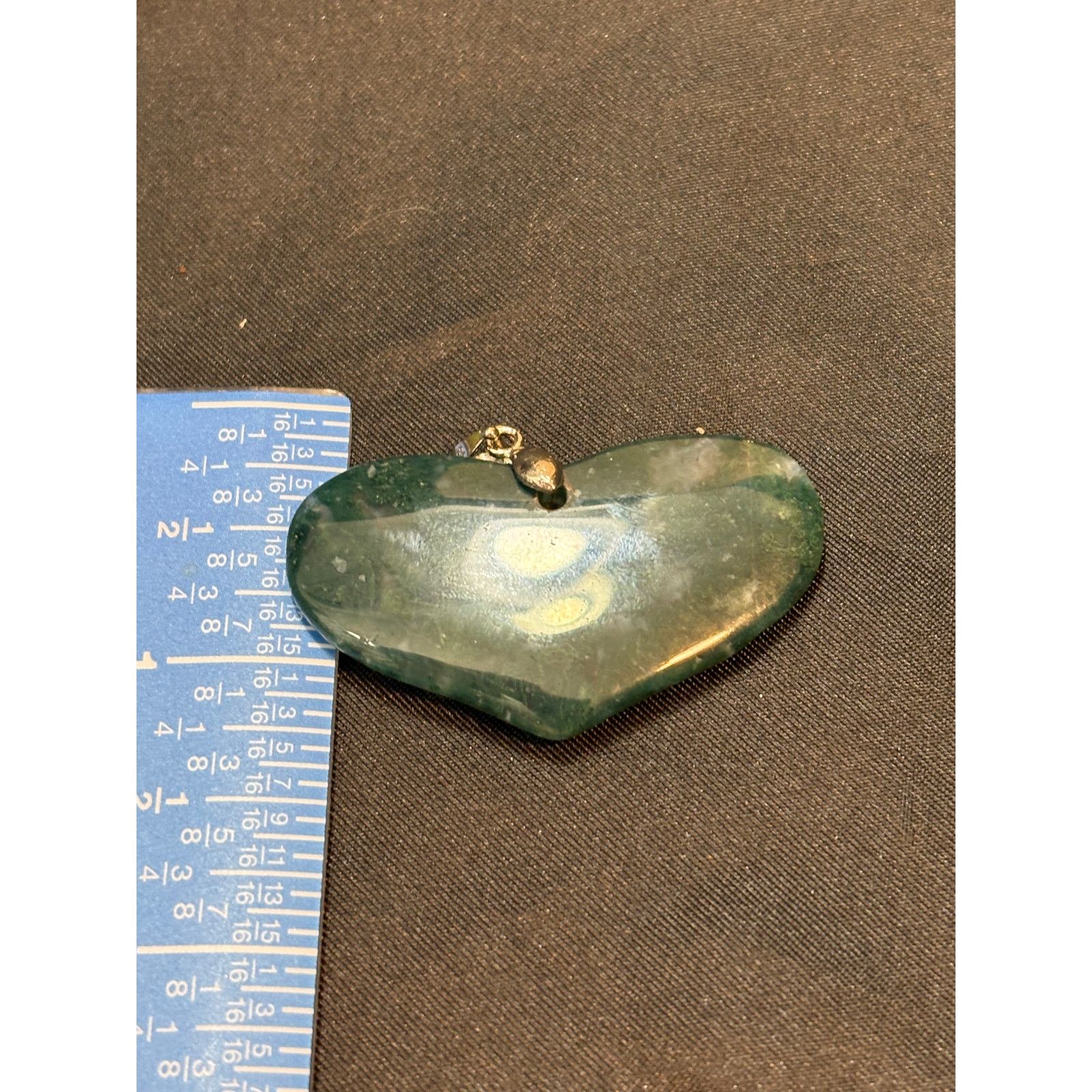 Other Large Moss Agate Heart Pendant with 18K Gold-Filled Bail Size ONE SIZE - 5 Thumbnail