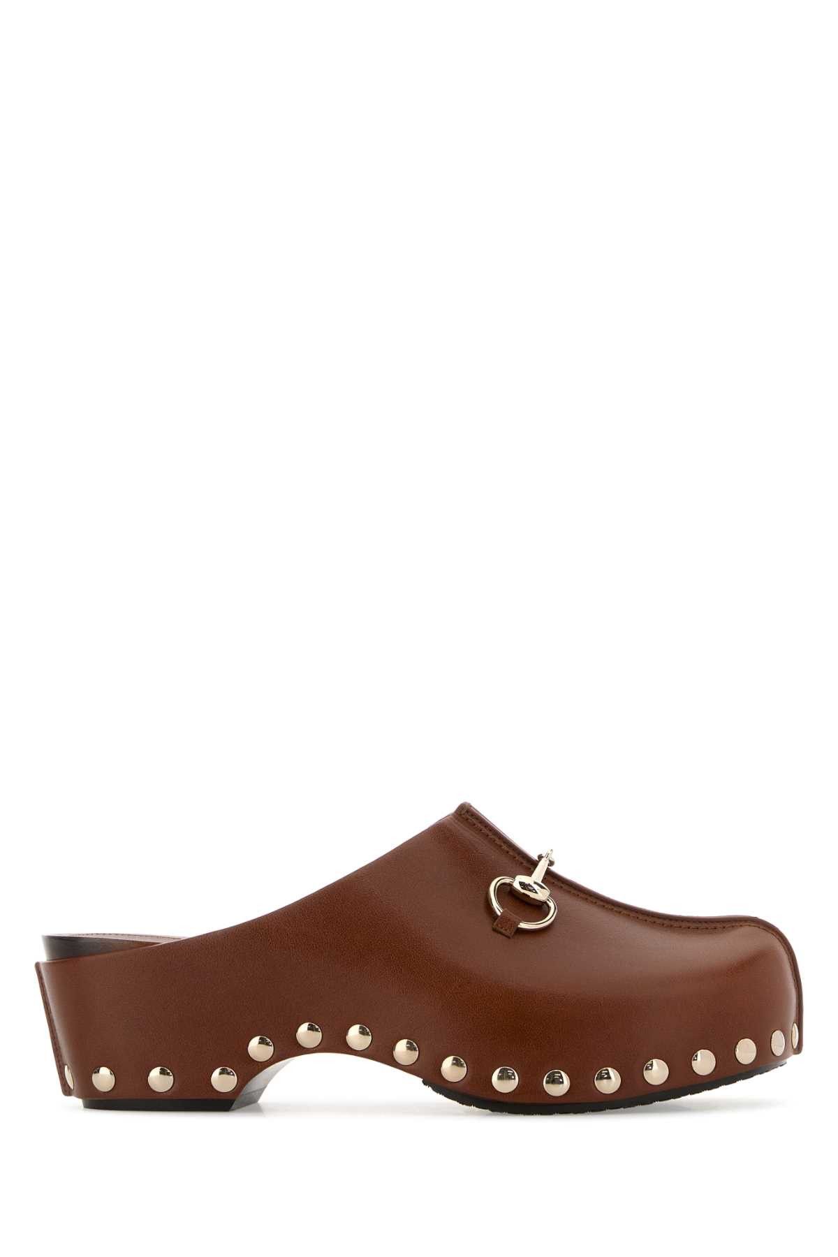 Gucci Brown Leather Clogs Size US 11 / IT 41 - 1 Thumbnail