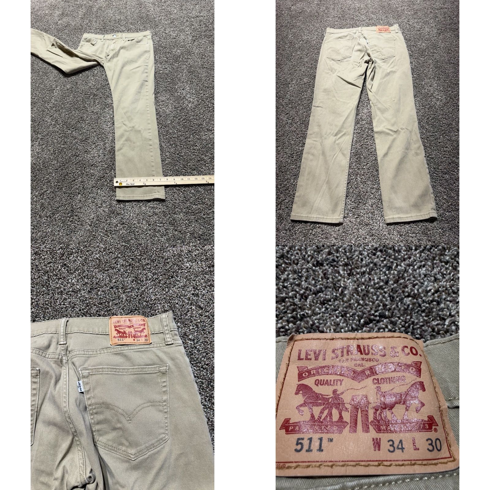 Levi's Levi’s 511 Slim Straight Pants Mens Khakis Casual Tan Beige 34X32 34 34 Waist Inseam Cotton Logo Regular Straight Jeans-Trousers 500 Series Mens Size US 34 / EU 50 - 8 Thumbnail