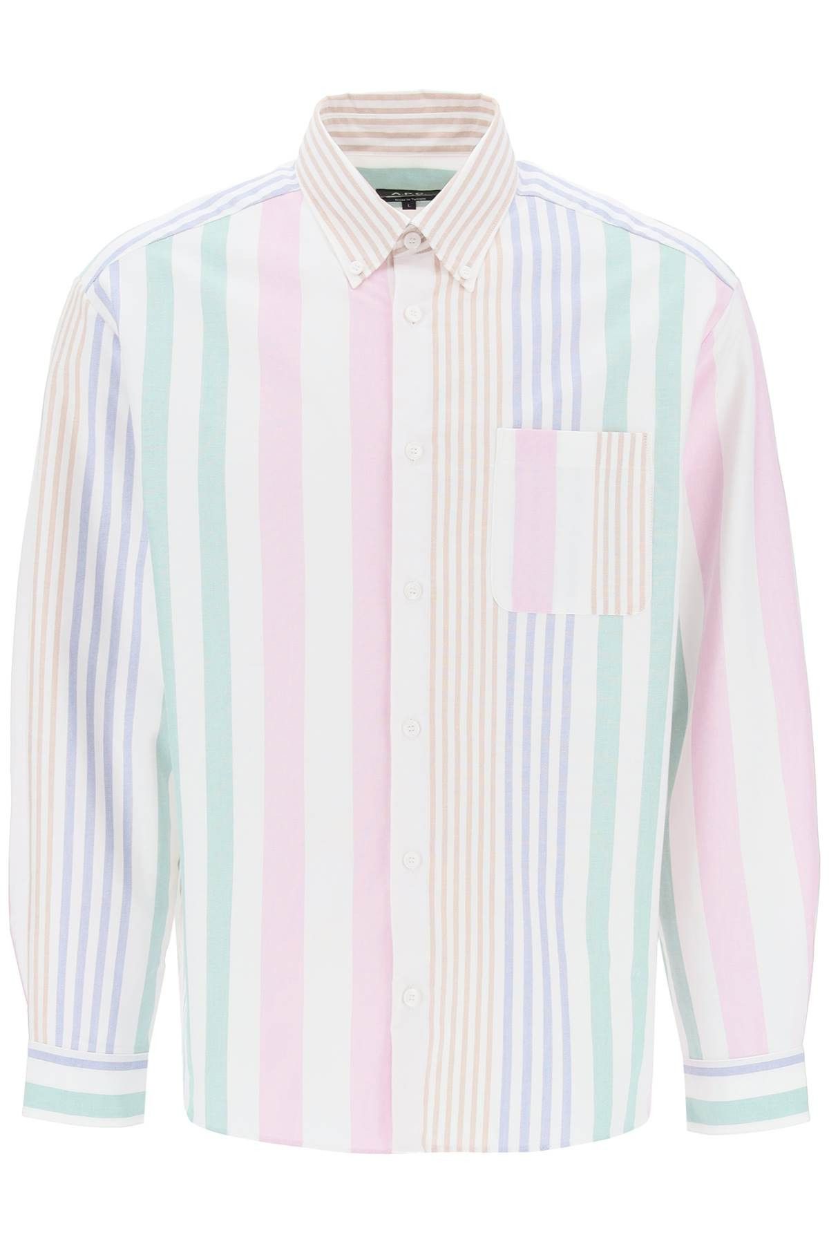 image of A P C Mateo Striped Oxford Shirt, Men's (Size Medium)