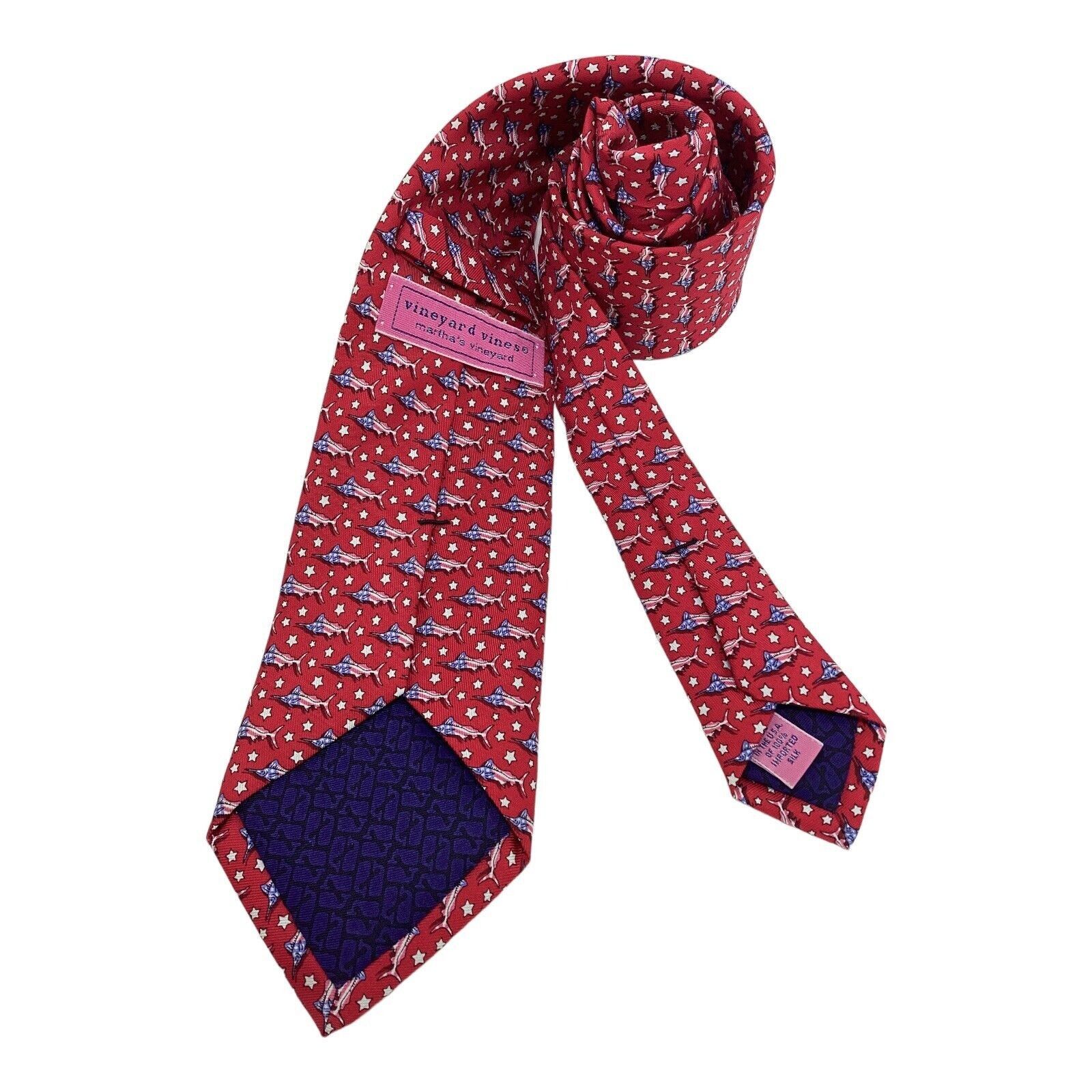Vineyard Vines VINEYARD VINES Red Marlin With American Flags Silk Tie H.MIn Size ONE SIZE - 2 Thumbnail