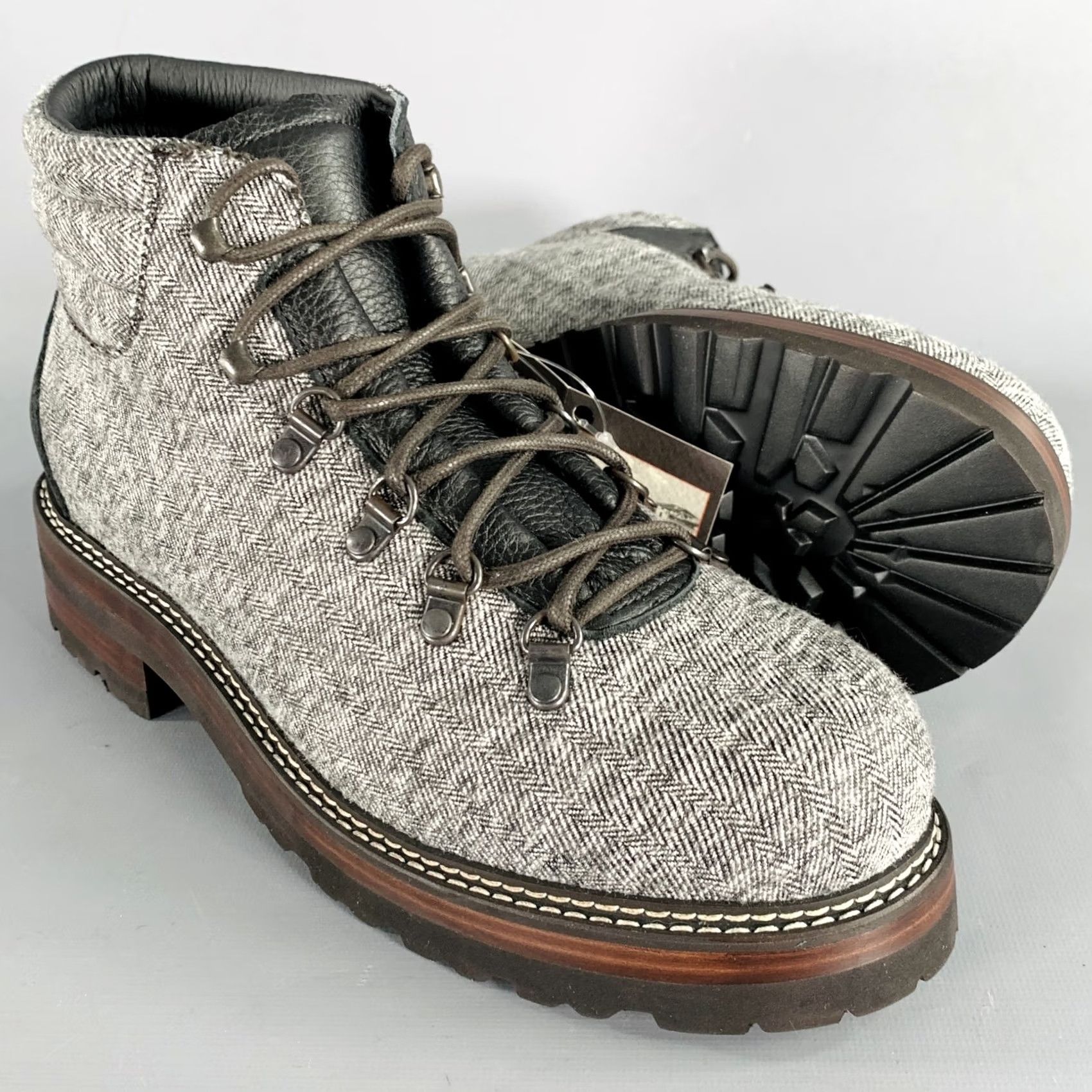 Vintage MONTELLIANA Tom Hiker Grey Black Tweed Wool Hiking Boots Size 10 Mens Size US 10 / EU 43 - 5 Thumbnail