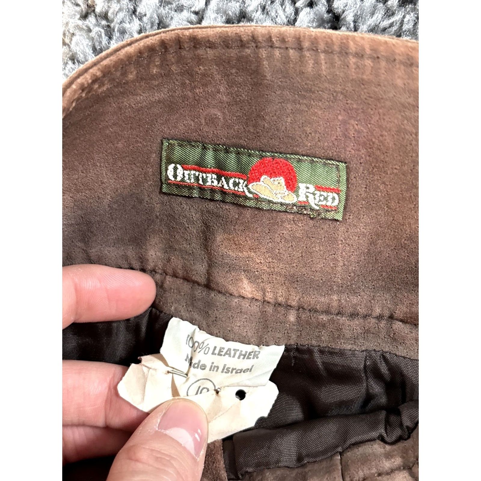 Vintage VINTAGE Outback Red Skirt Womens 10 Brown Suede Leather Cargo 90s Boho Women's Leather Skirt Knee Length Cargo Bohemian Mens? Size 32" / US 10 / IT 46 - 5 Thumbnail