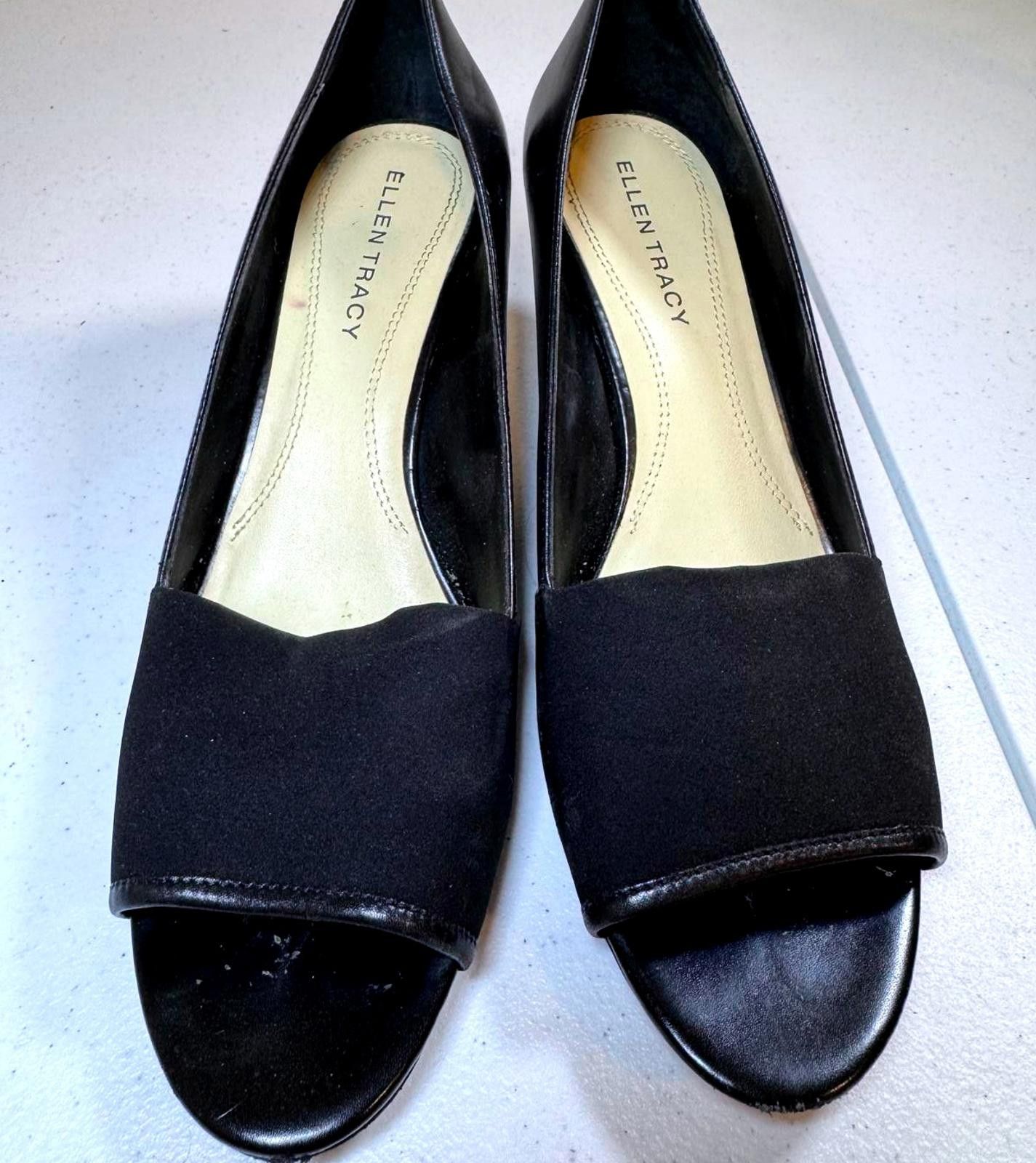 Designer Ellen Tracy Black Wedge Heels - Stylish & Comfortable Size US 10 / IT 40 - 1 Thumbnail