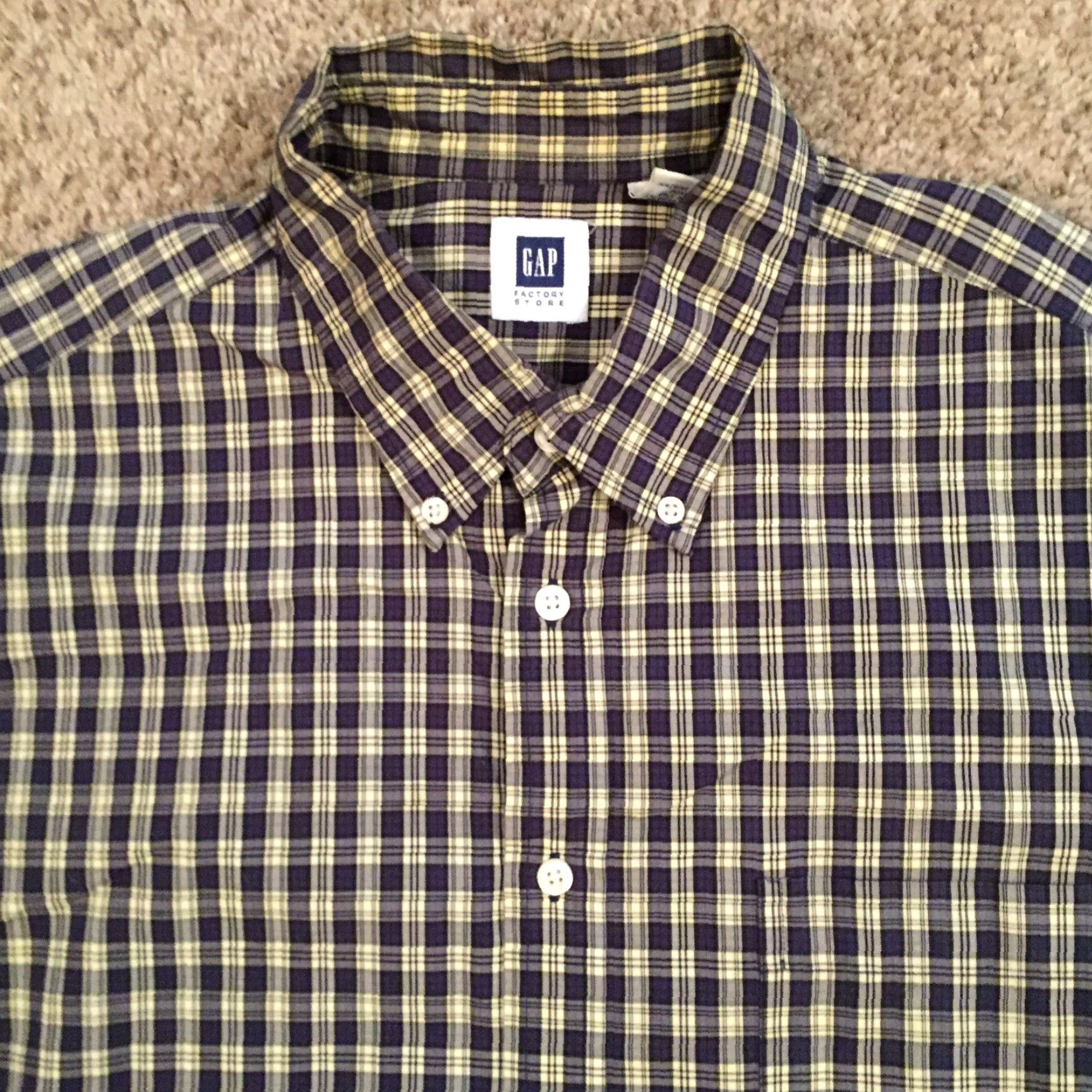 Gap Gap Shirt Button-Up Mens Large Blue Plaid Long Sleeve Casual Cotton Size US L / EU 52-54 / 3 - 3 Thumbnail
